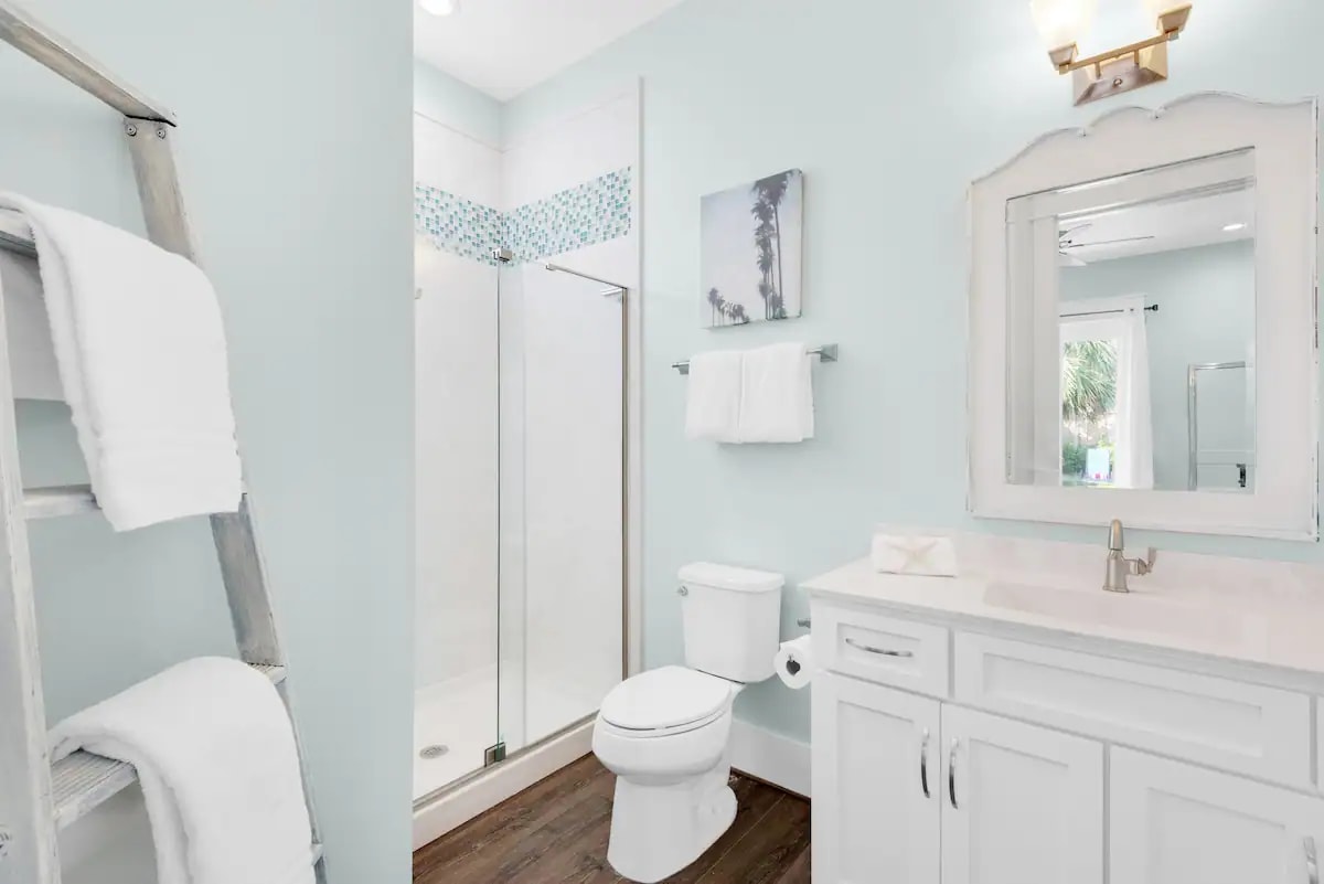 Breeze-20 Bed 2 - Private Bath - Cool coastal style with frameless glass shower.