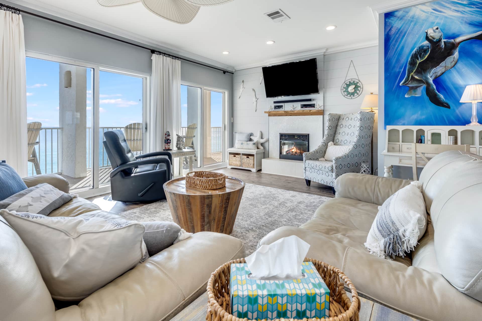 Spacious family room with a view