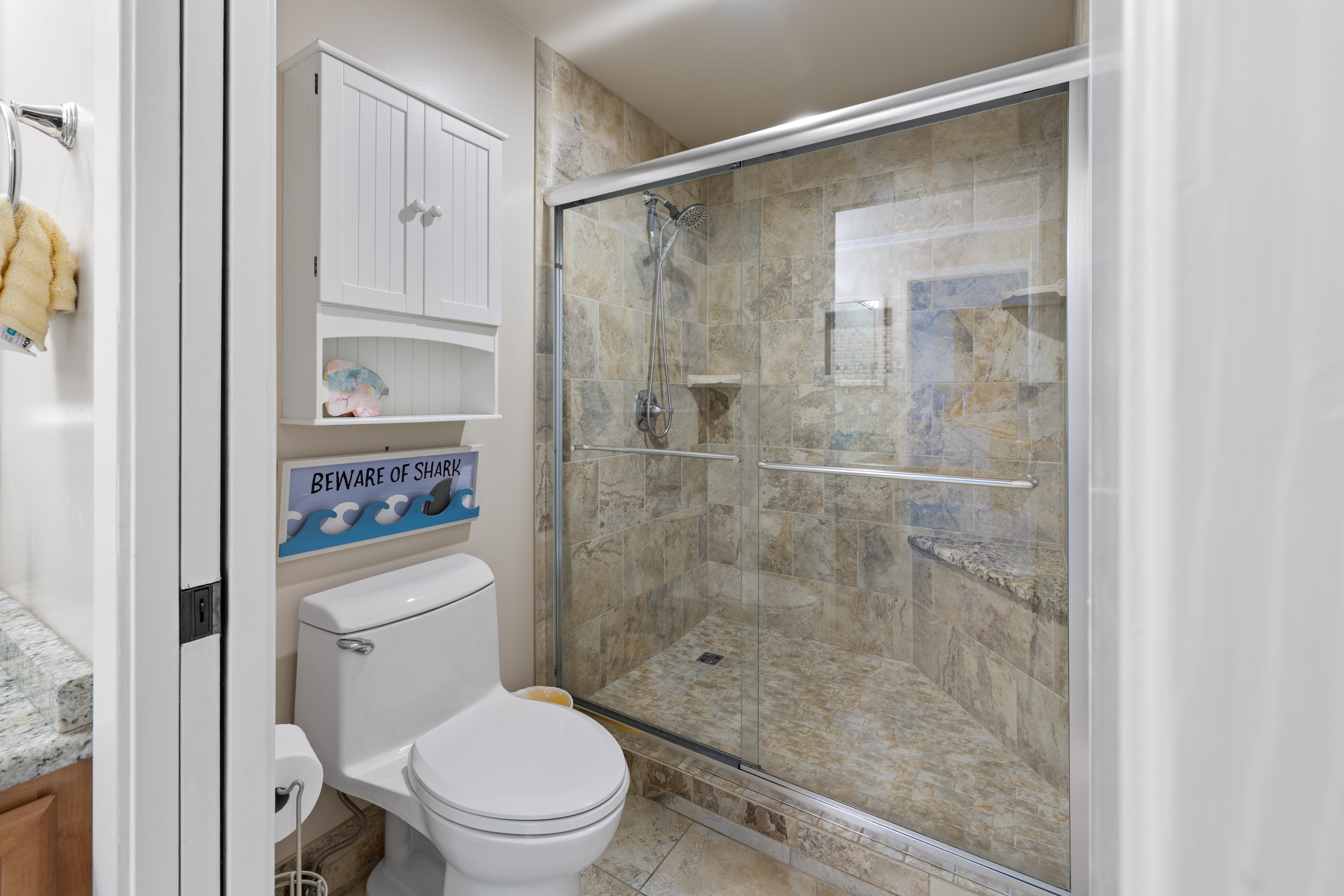 Guest Bathroom with Double Vanity and Beautiful Walk-in Shower