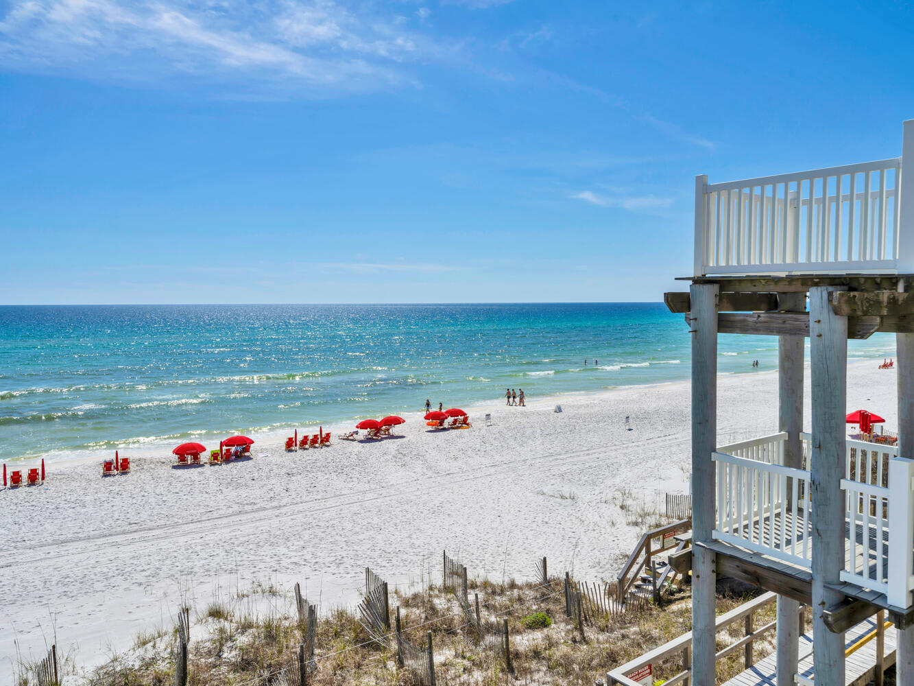 Stairs from your balcony lead directly into the powder soft sand.