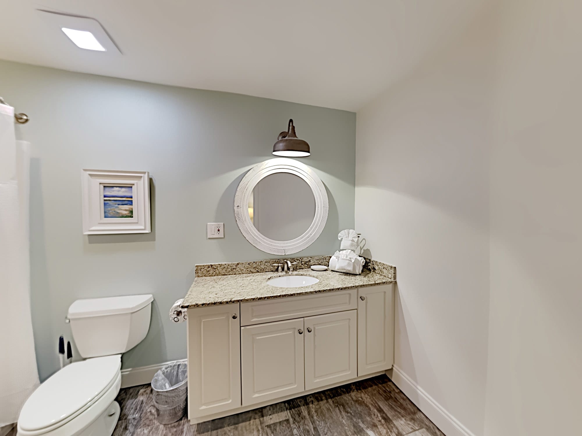 Check out the size of this private bath.  No bumping elbows in here!!