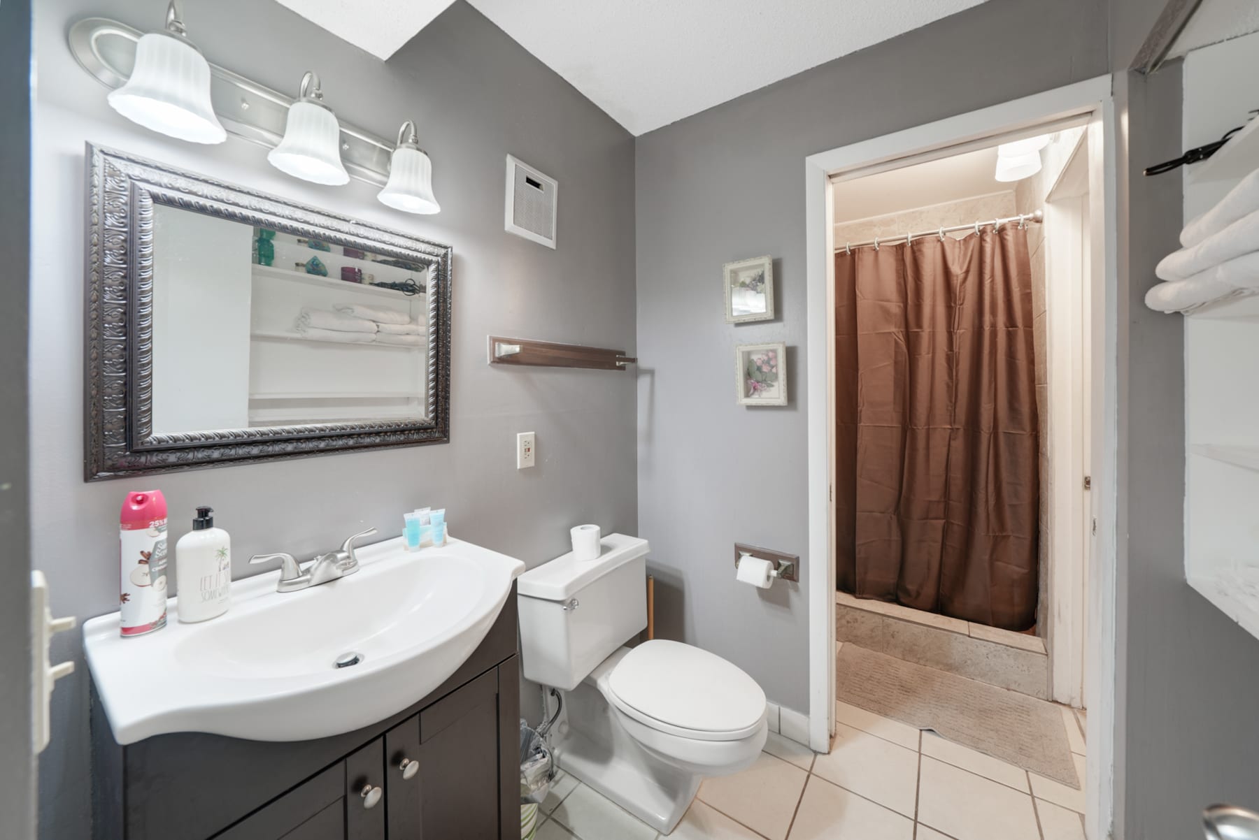 newly renovated bathroom and stand up shower