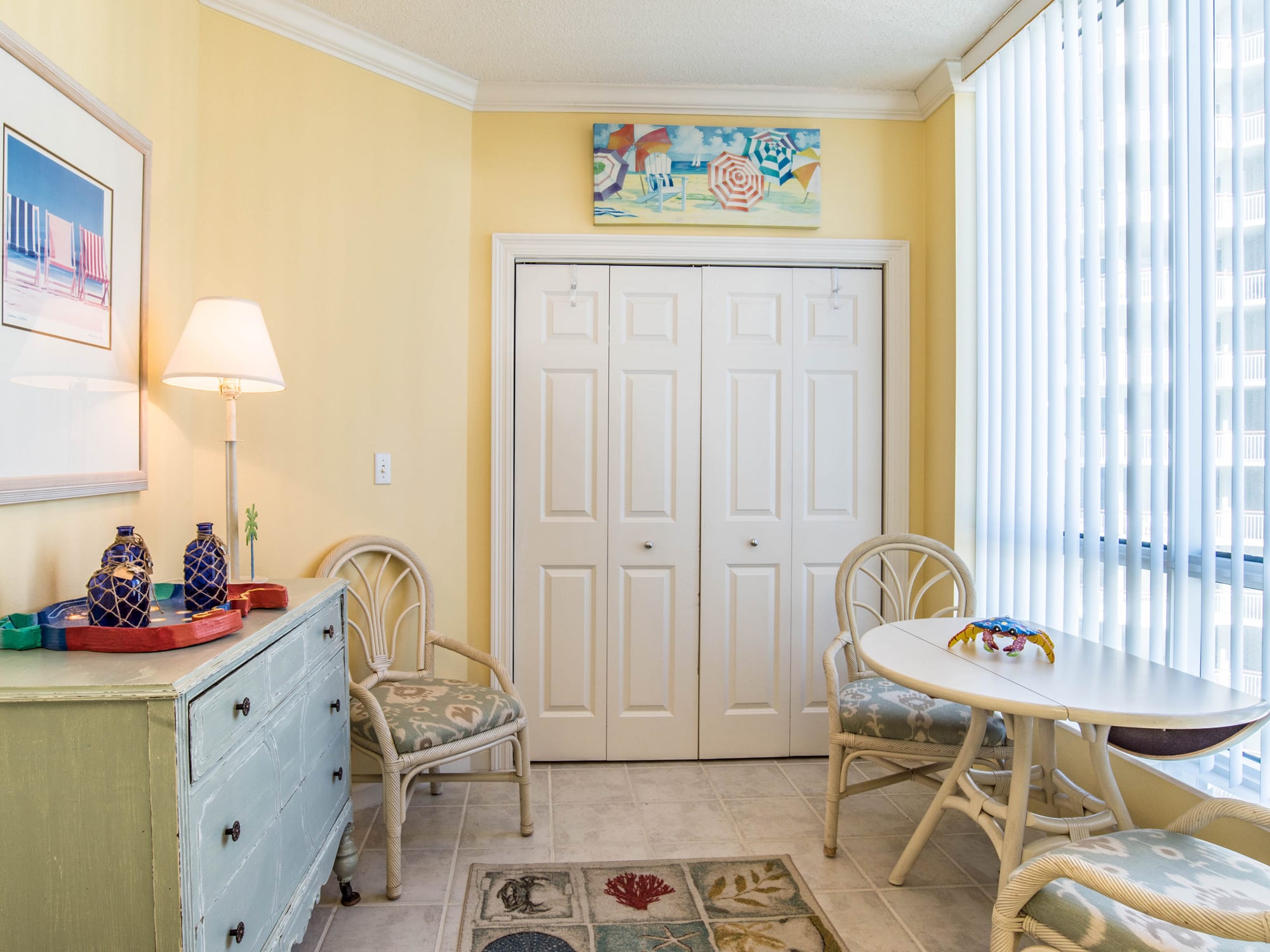 Cozy Breakfast Room and Laundry Closet with Full size washer and dryer.