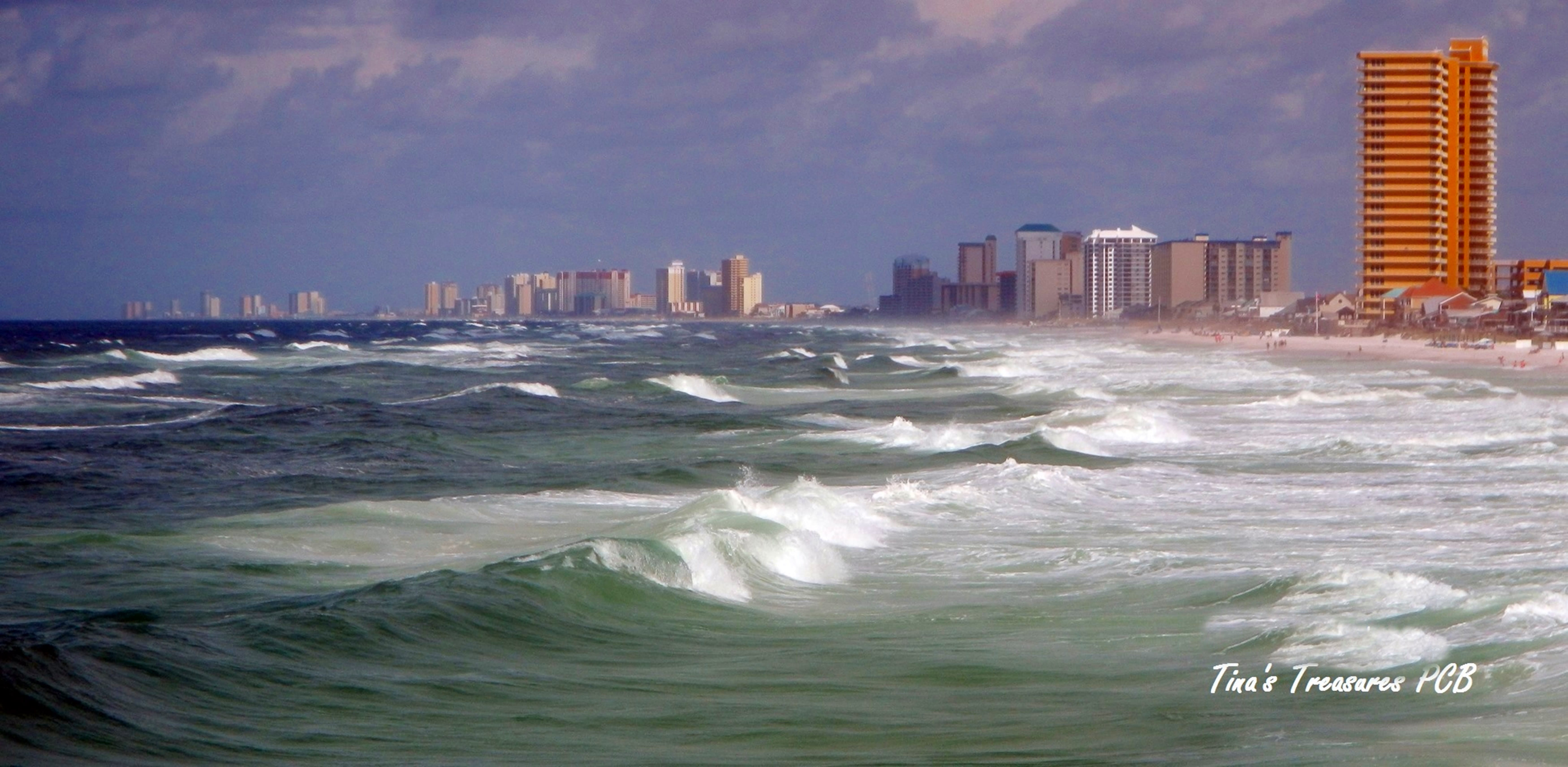 View from the Gulf of Mexico of Treasure Island Resort looking west - Surf's Up