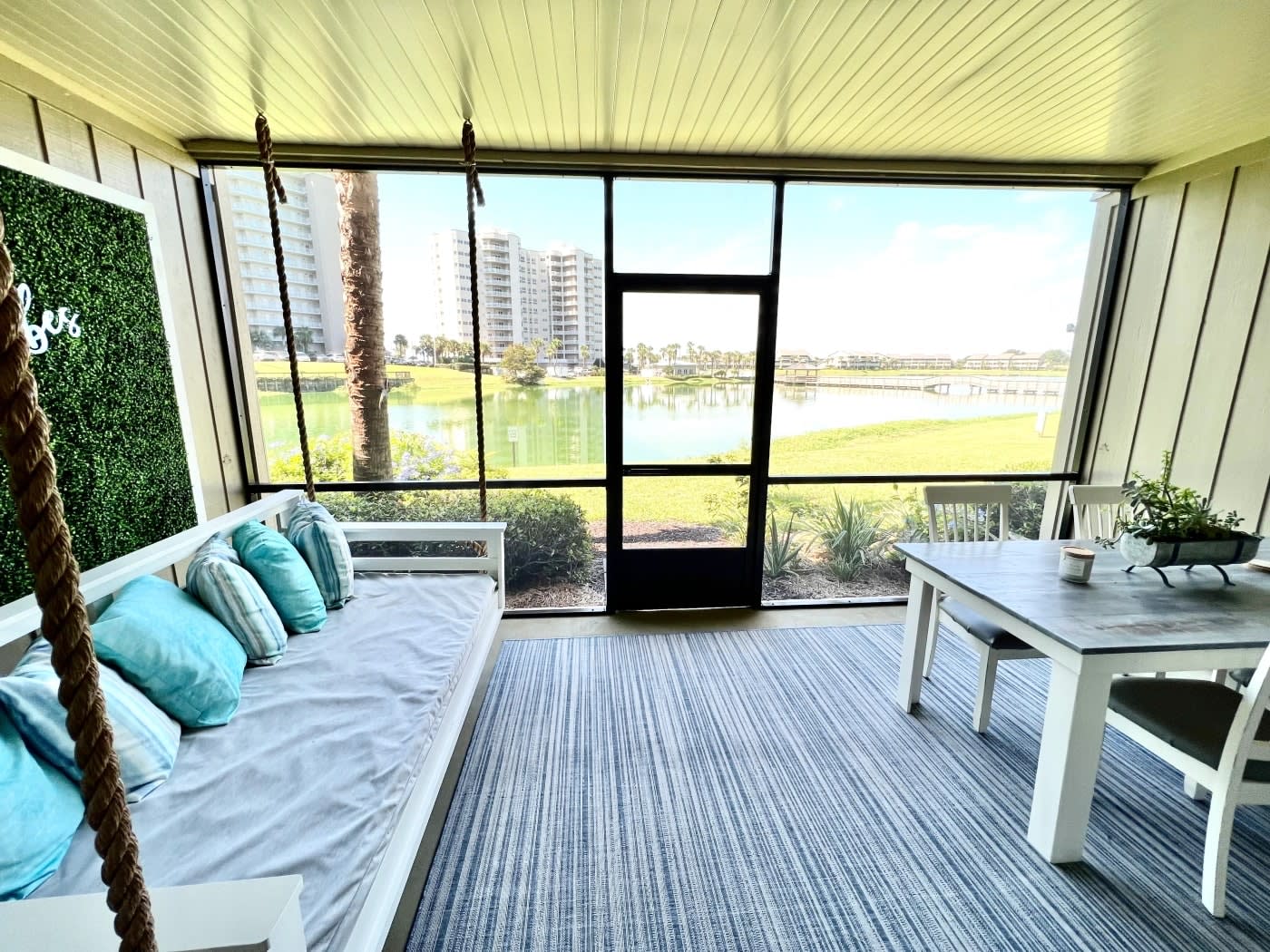 Enjoy Stewart Lake and the beautiful sunsets on our Screened-In Patio