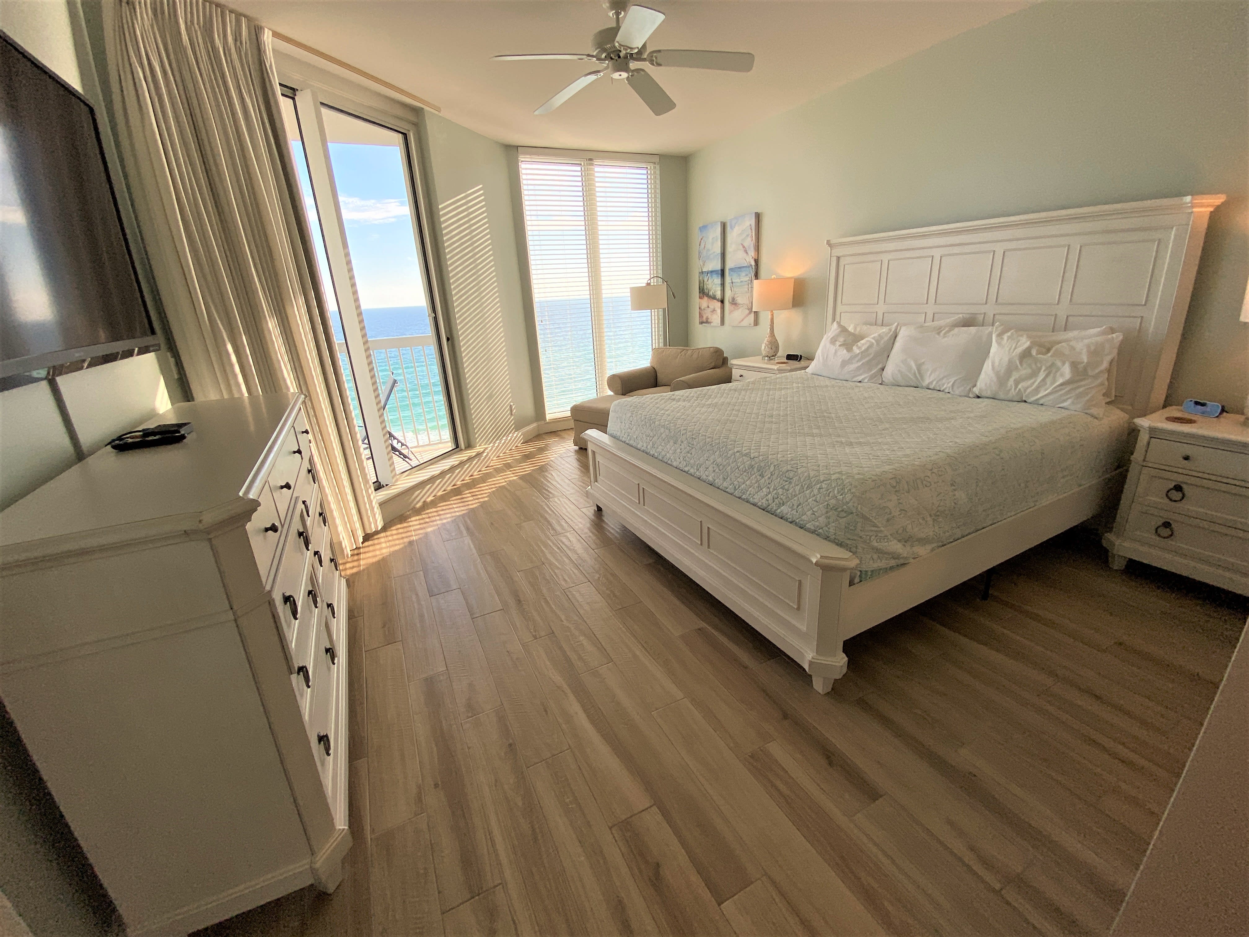 Bdrm 1- Luxurious master suite with king bed and 60 inch high def Tv.