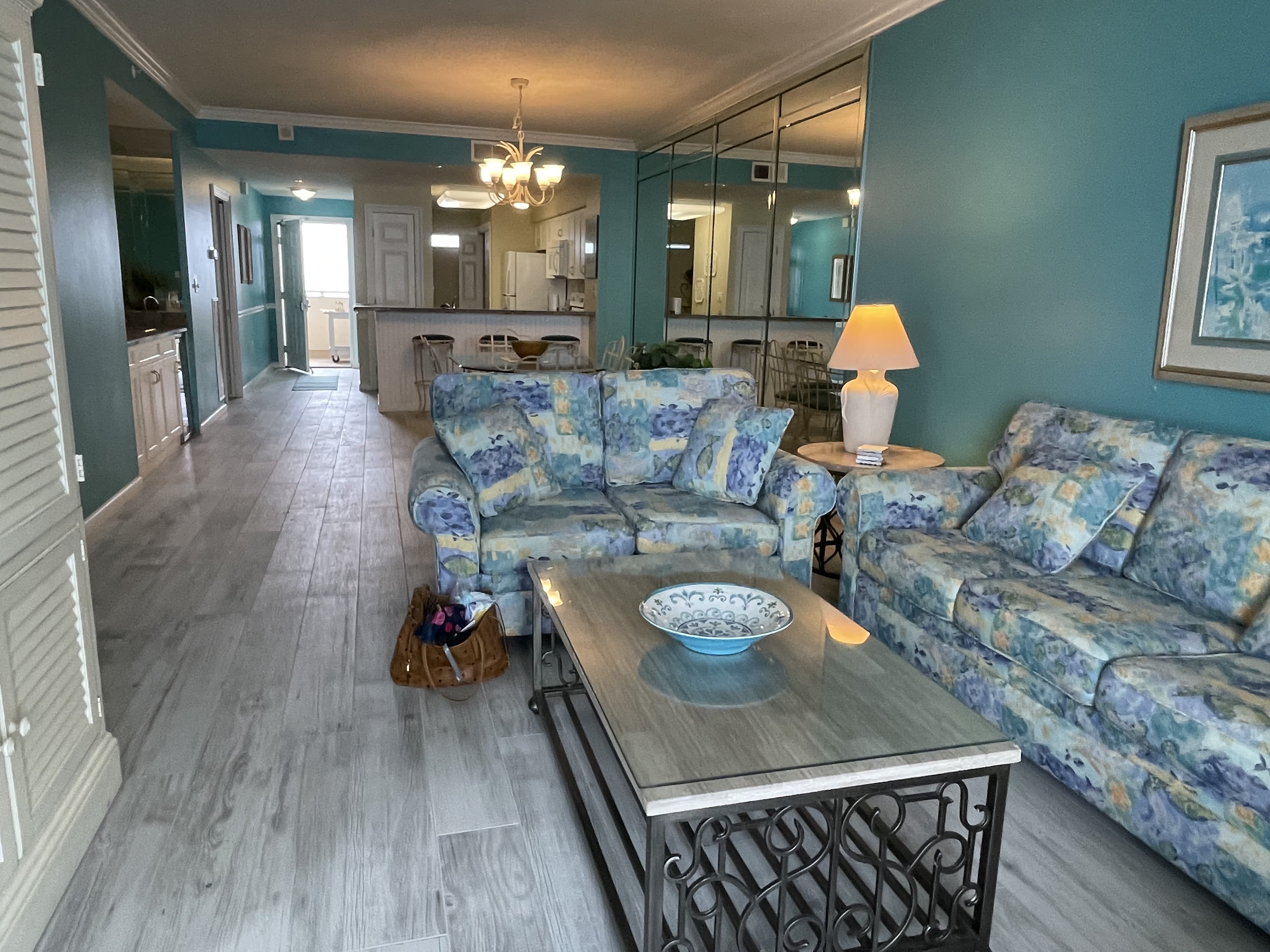 Newly installed porcelain tile flooring throughout the unit.  Family Room features queen size pull-out sleeper sofa.