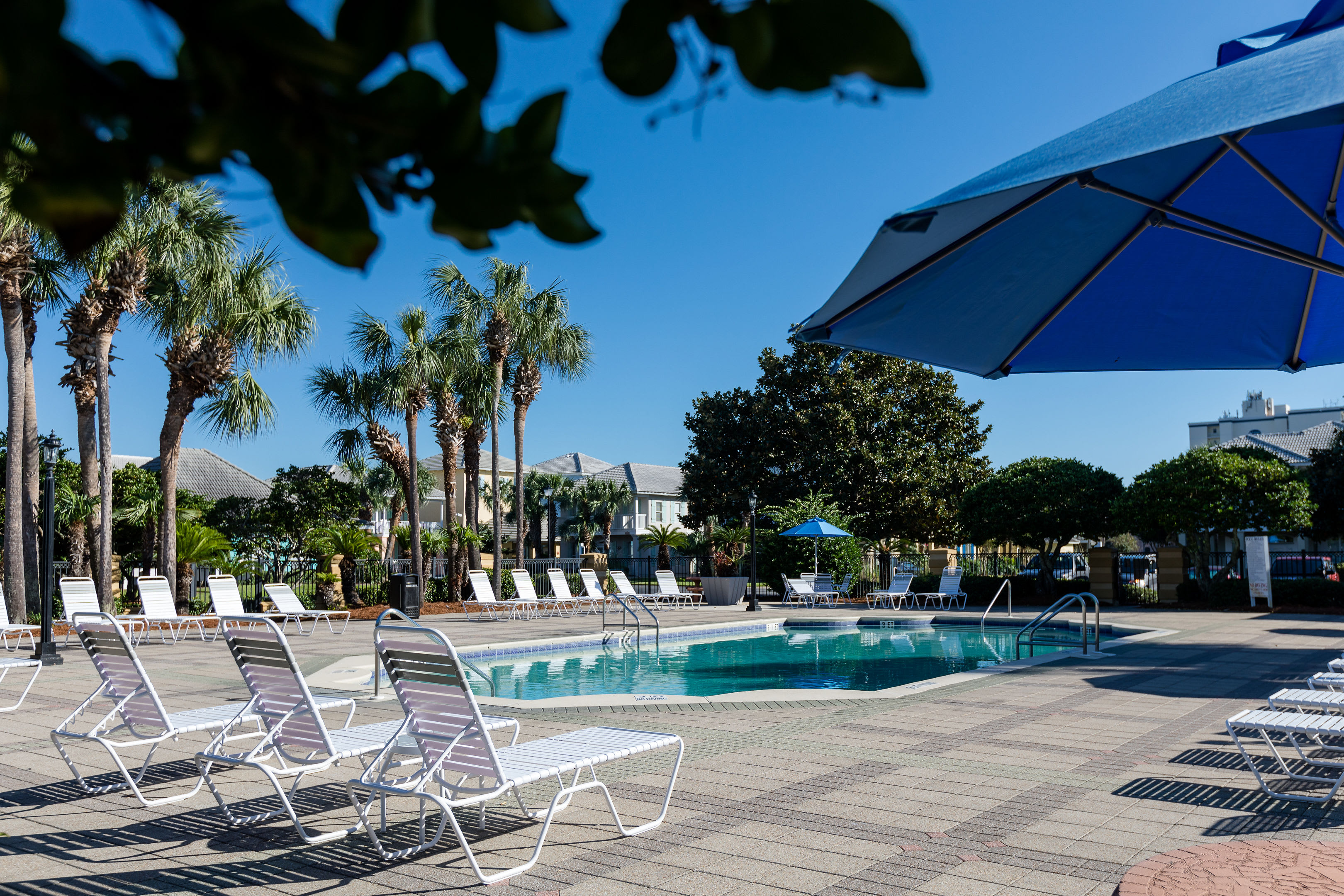 Main pool which is one of two in the gated community. One is heated seasonaly