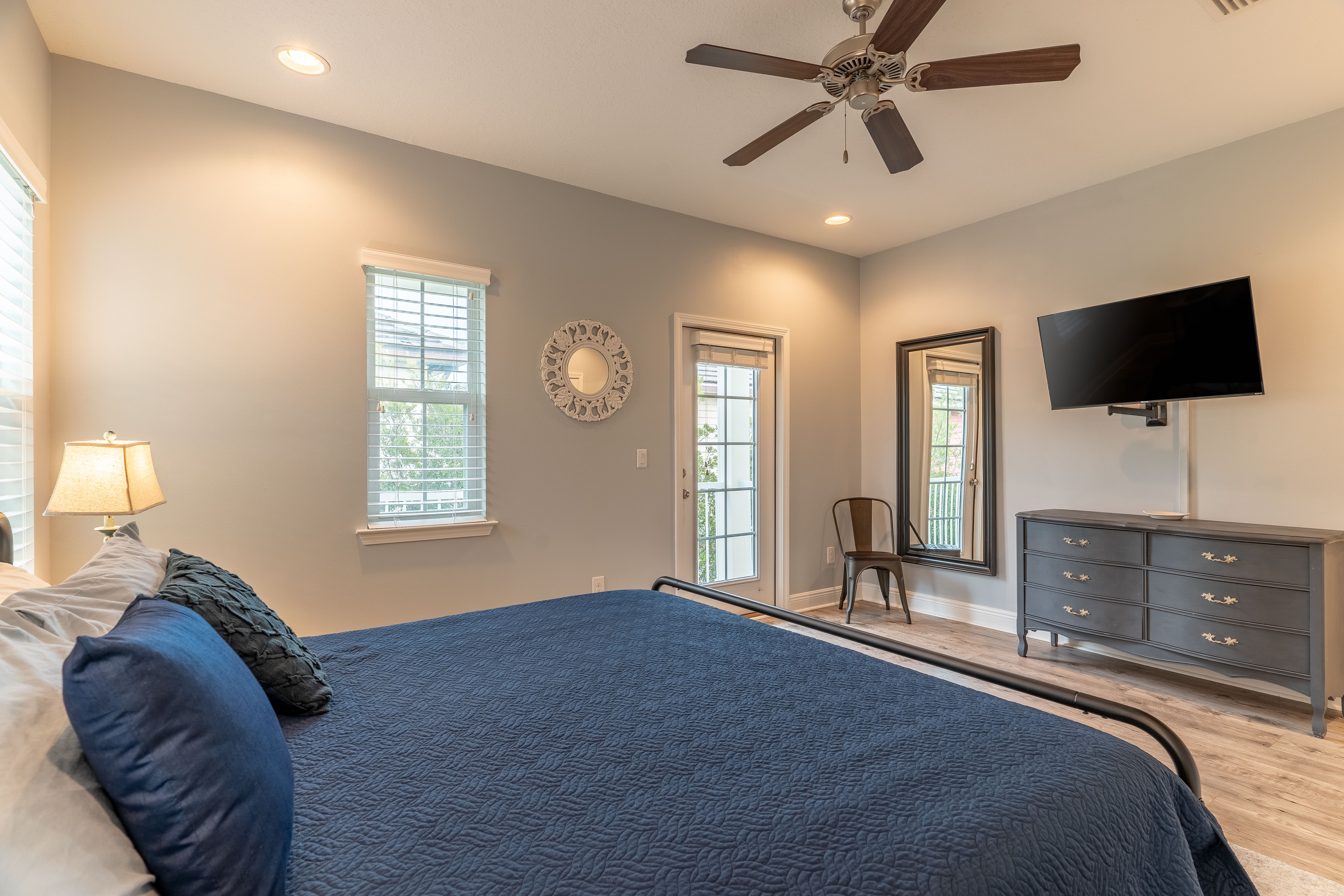 King bed master bedroom with private balcony