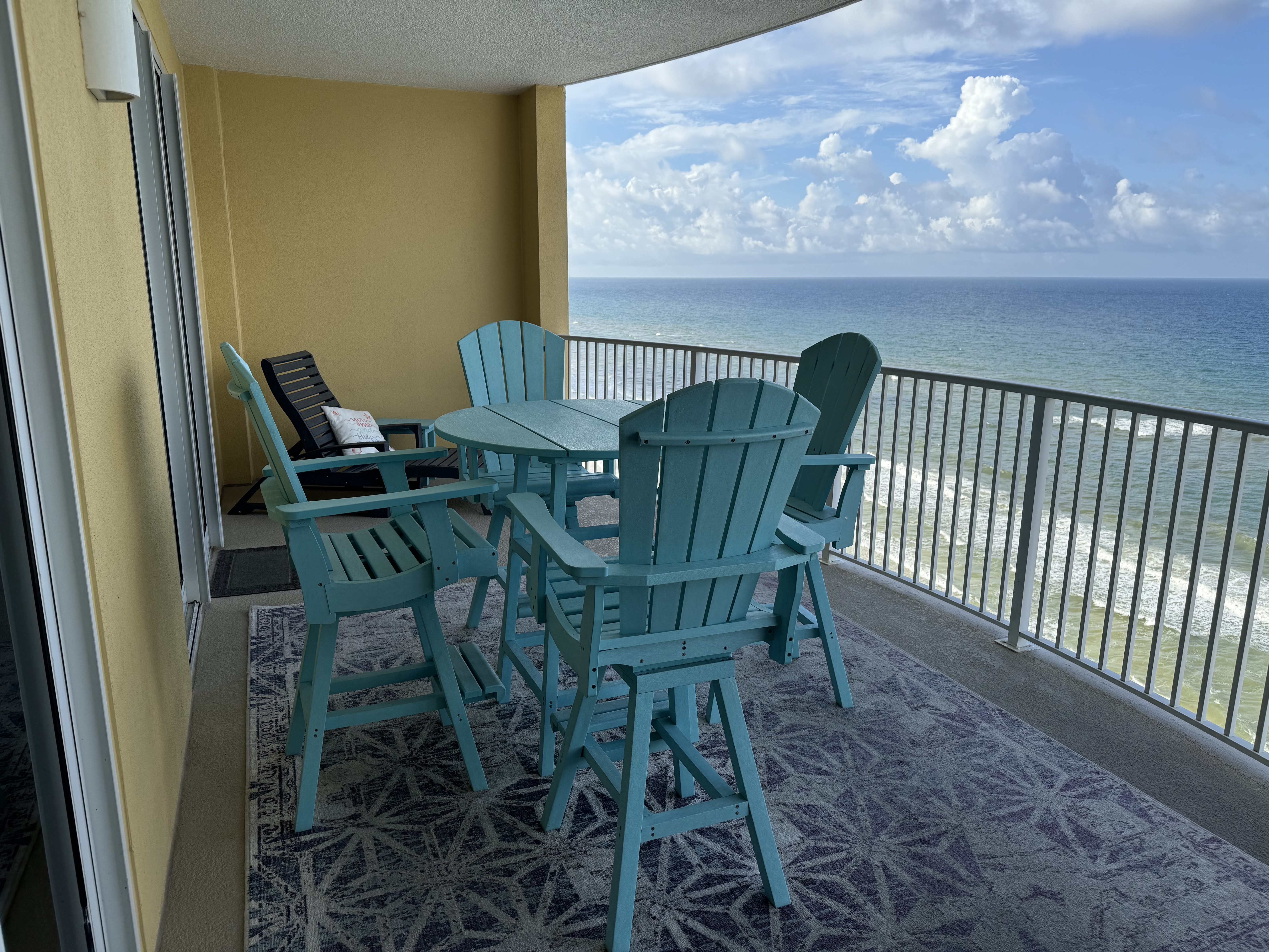The balcony is wonderful place to enjoy breakfast.