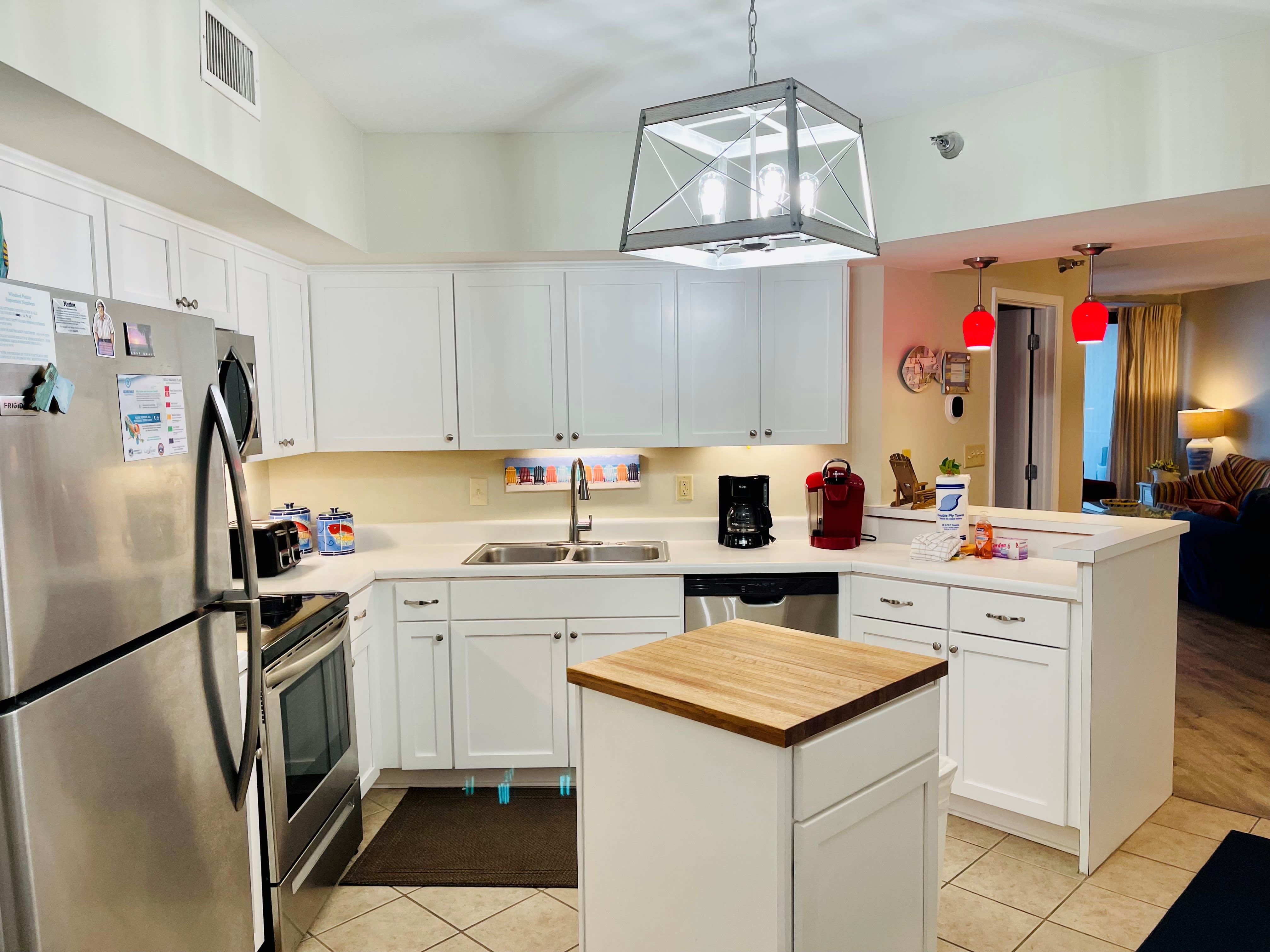 All new appliances and kitchen cabinets in the fully stocked kitchen!
