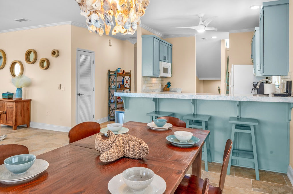 Open-concept kitchen, living and dining on the main level