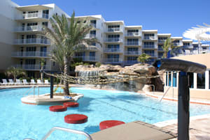 Lilypad challenge in middle zero entry pool-fitness center on right.