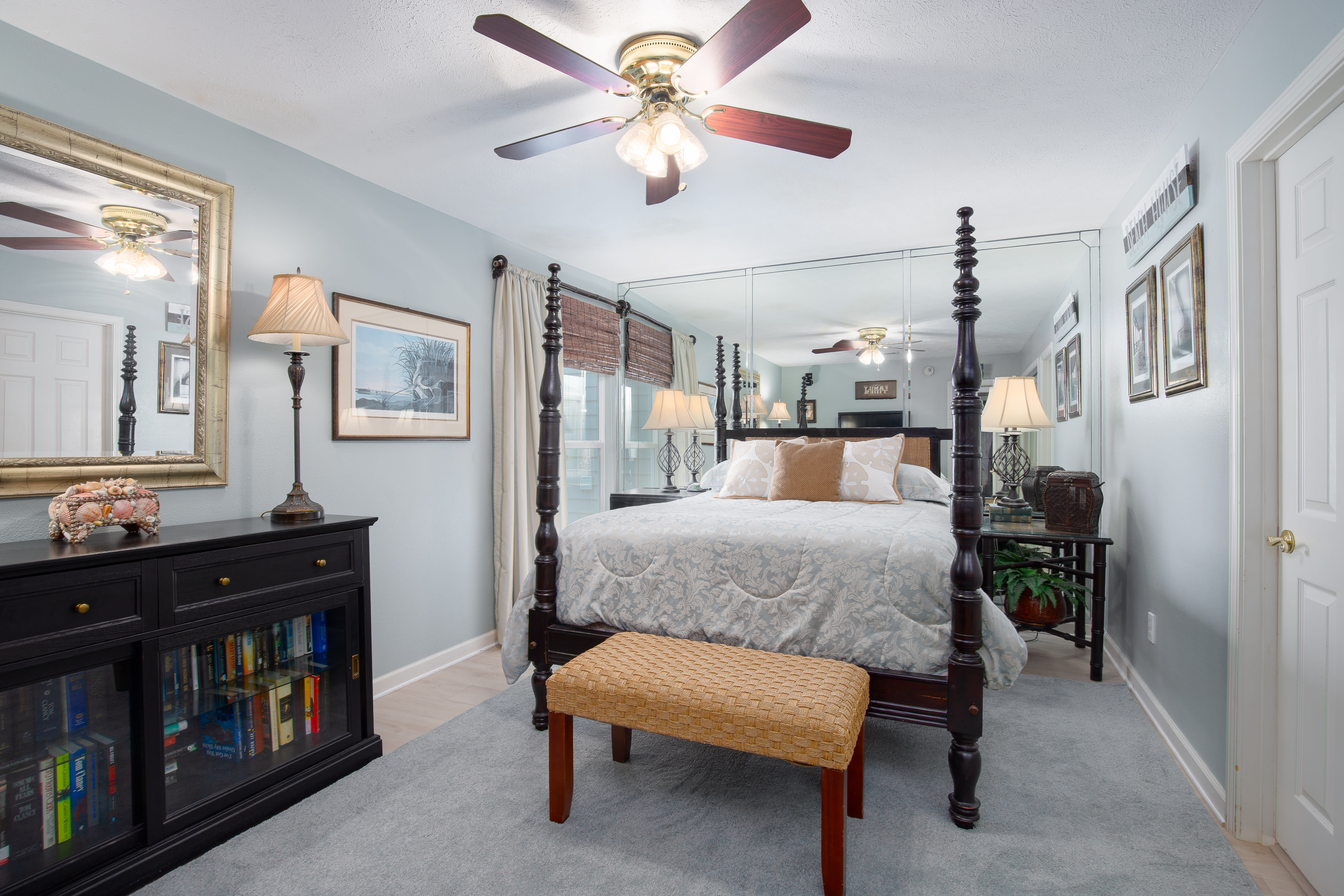 Beautiful master bedroom with comfortable queen bed.