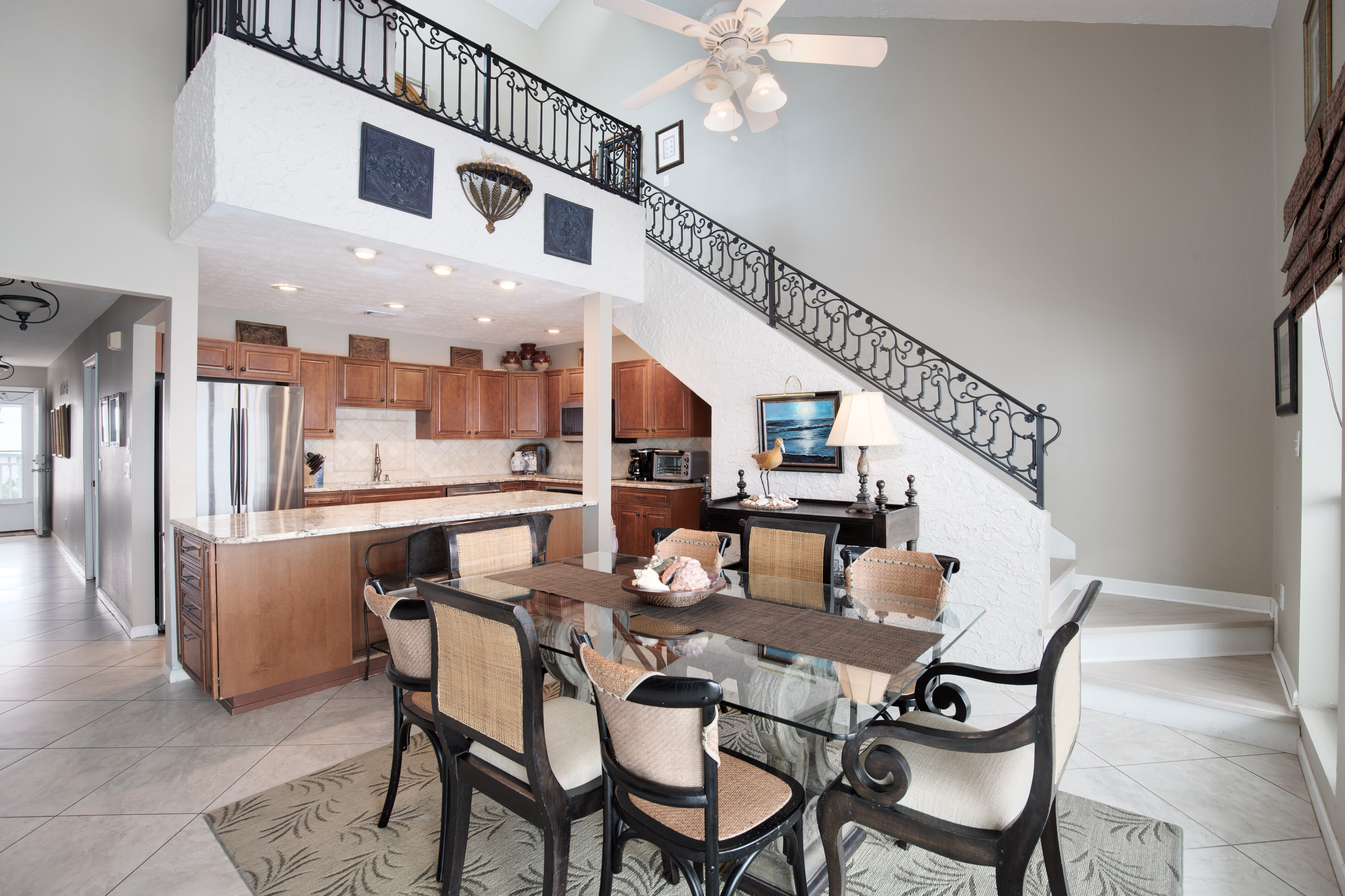 Stairs to the loft located off the dining area.