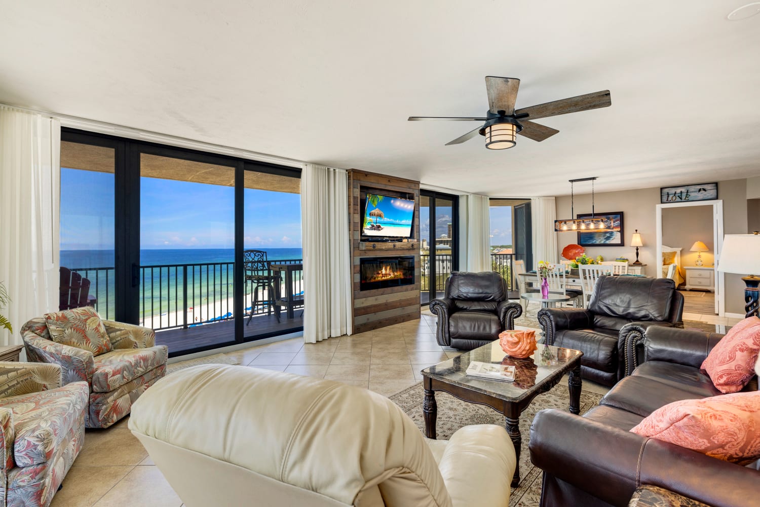 living area with access to patio