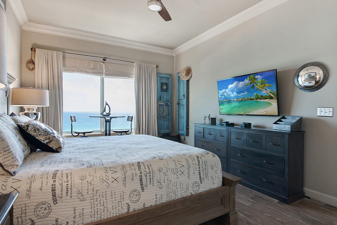 Master Bedroom with Gulf View and large LED TV...