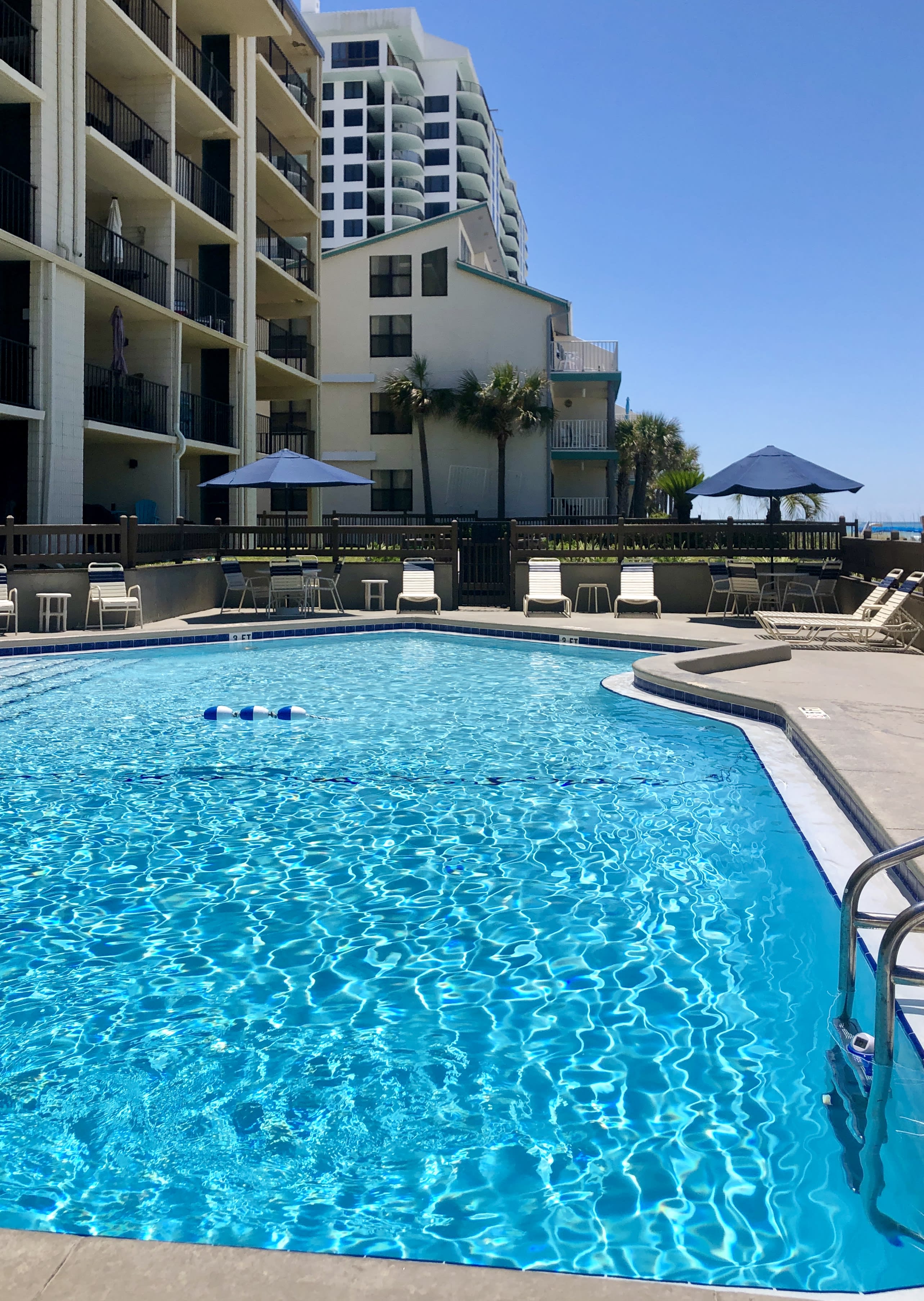Beautiful pool just steps away from the beach.