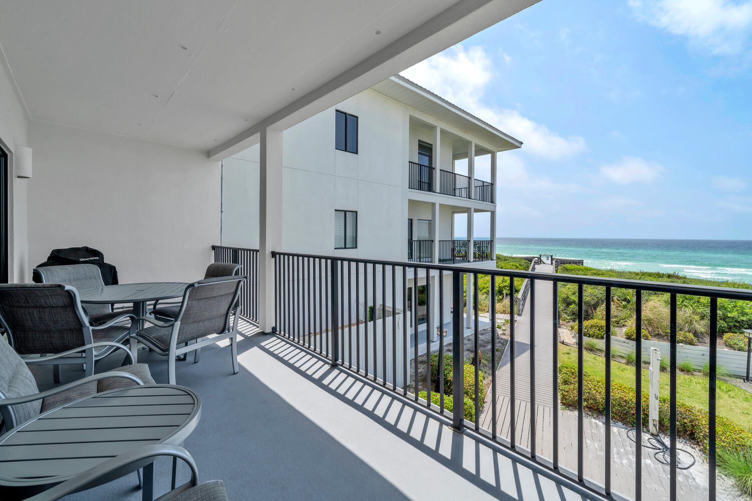 View from balcony looking east. Note electric grill in corner