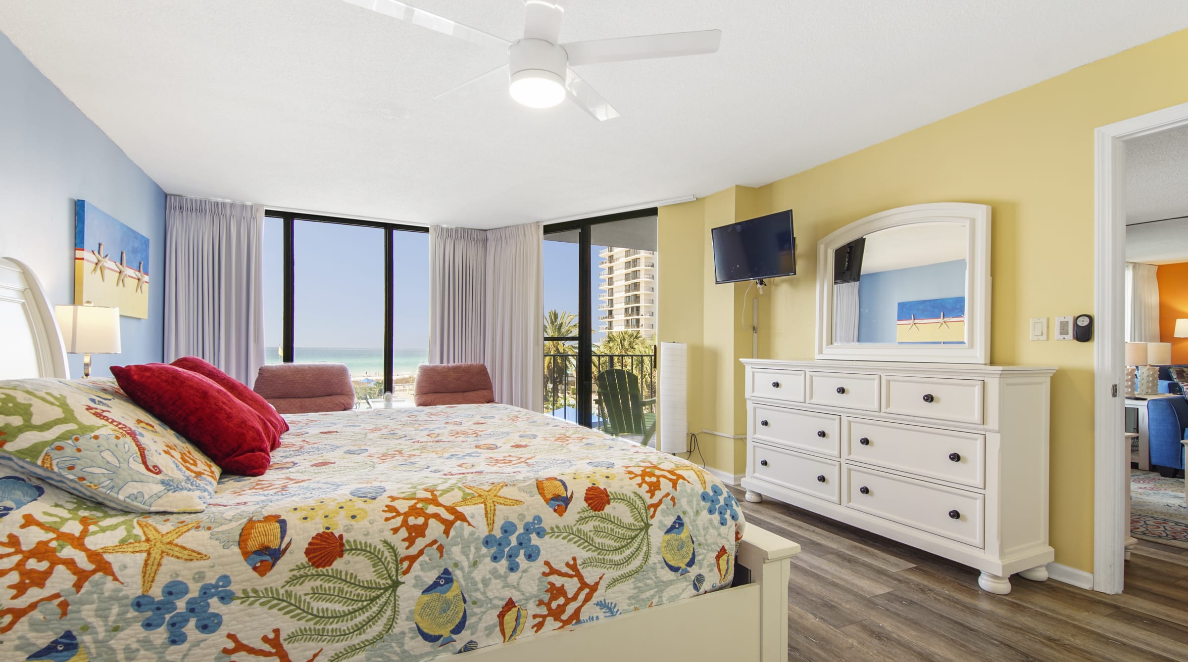 Master bedroom with balcony access and great views Master bedroom with balcony access and great views