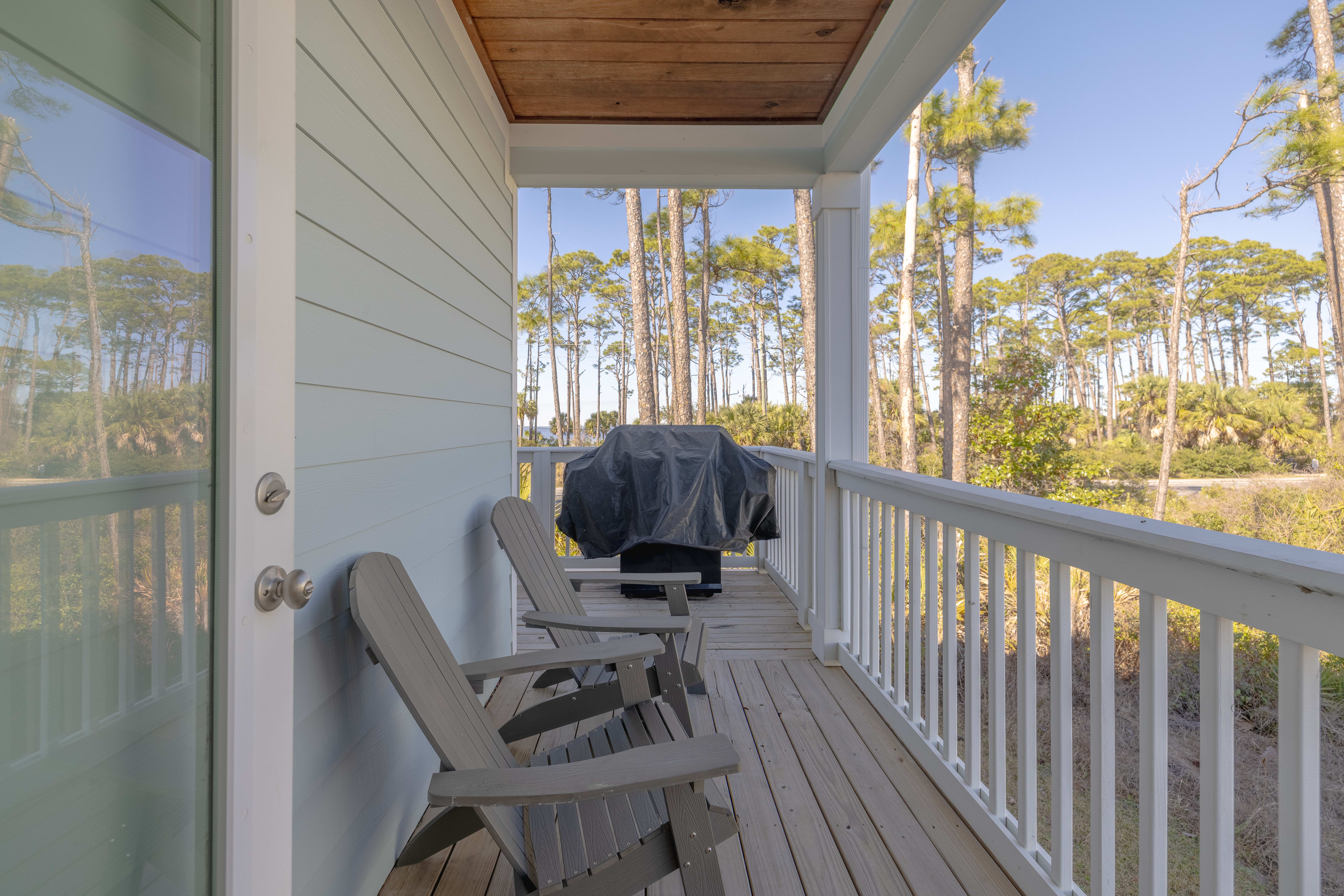 Outdoor grilling area and deck with seating