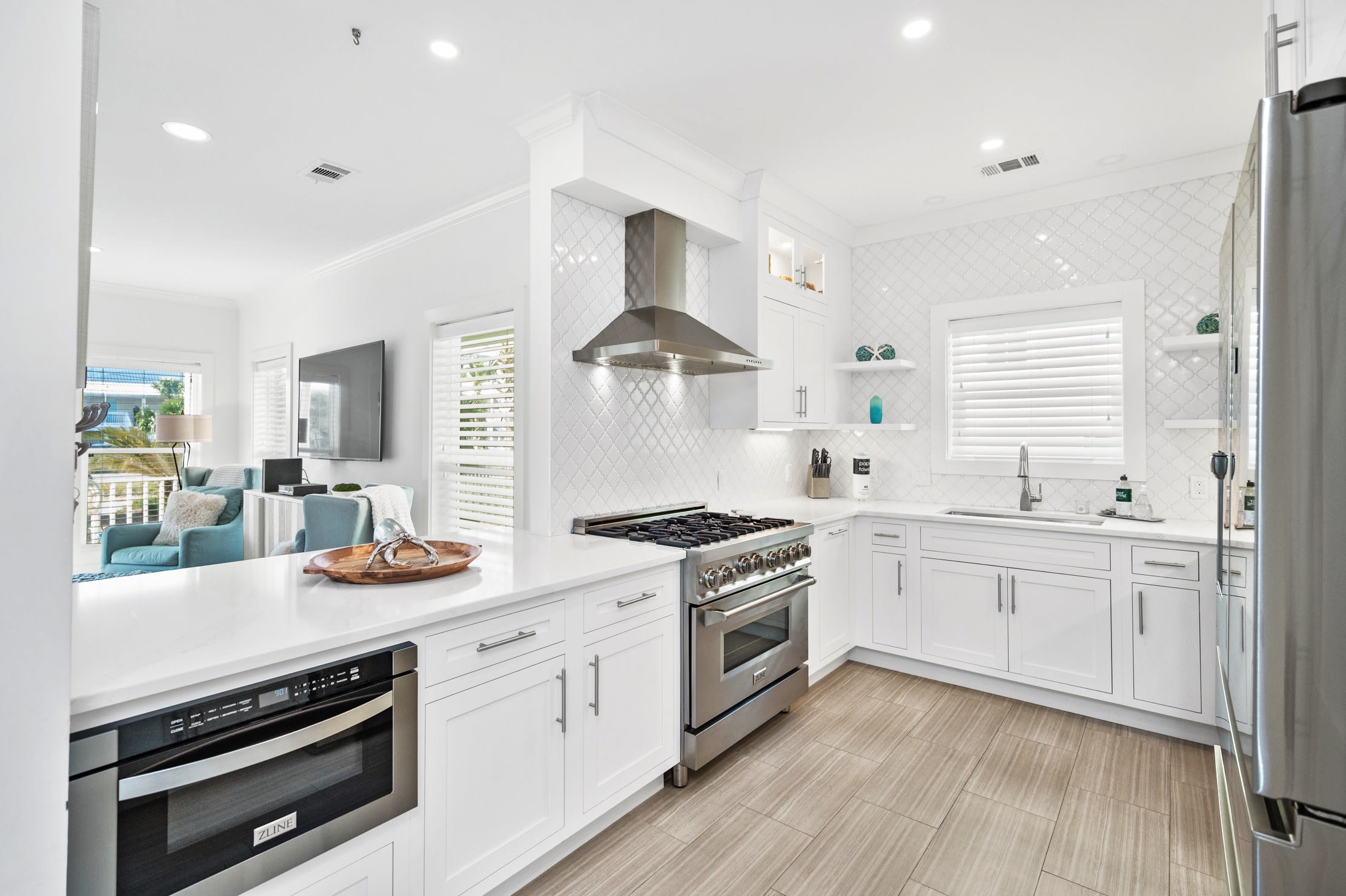 Large kitchen is open to the living area.
