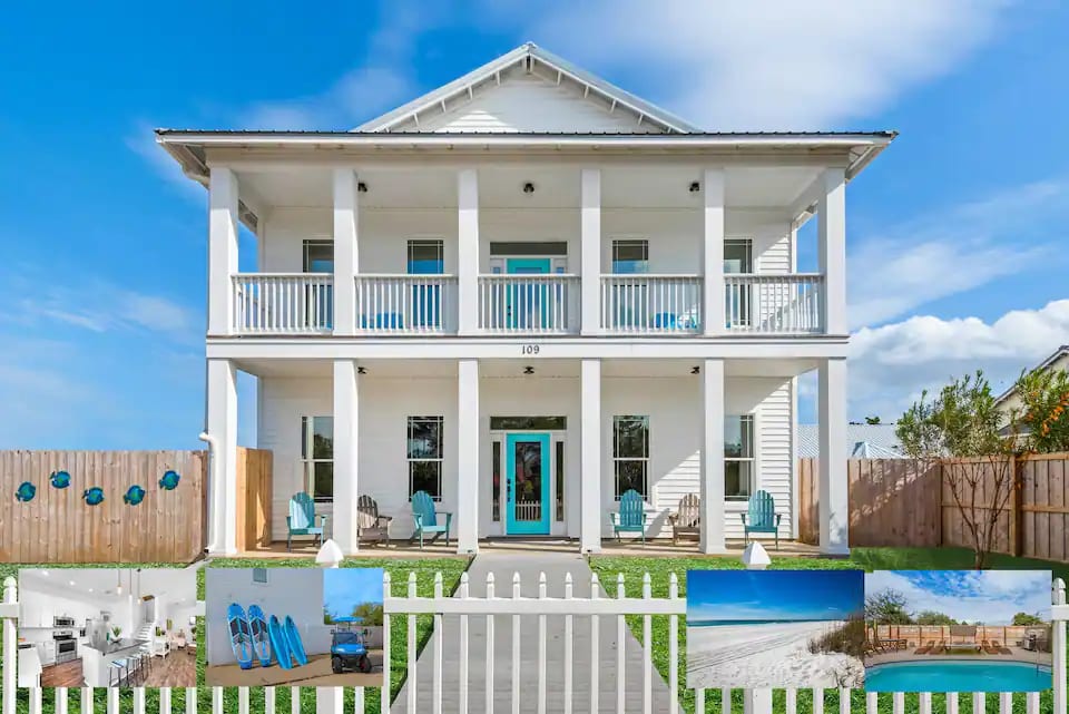 Freestyle-1 Welcome to fun and funky Freestyle! 6 bedrooms, private pool, free 2021 6 seat golf cart, 2 kayaks and 2 paddleboards. Located only 2 blocks from 6 different beach accesses.