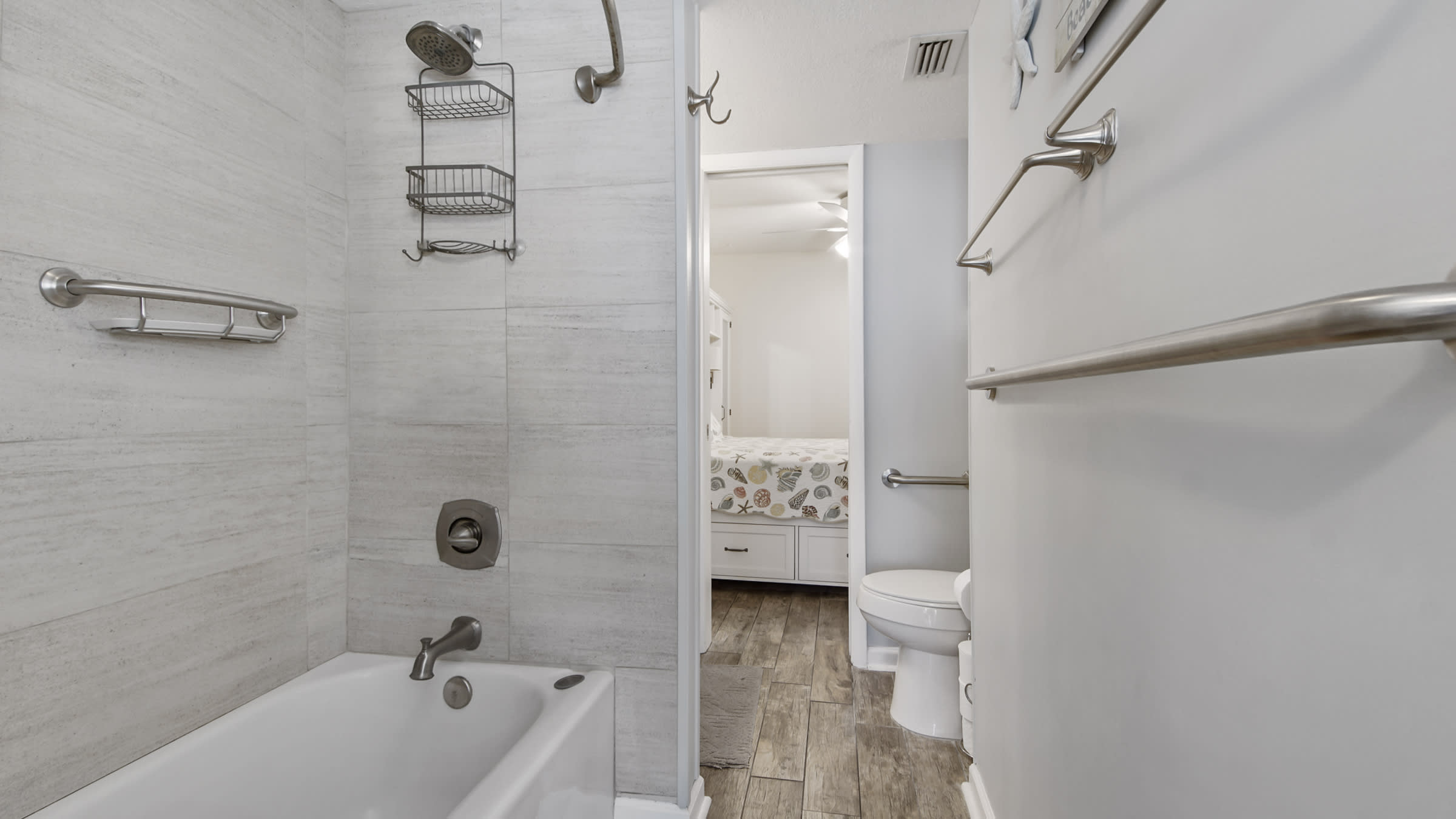 Bathroom looking towards bedroom
