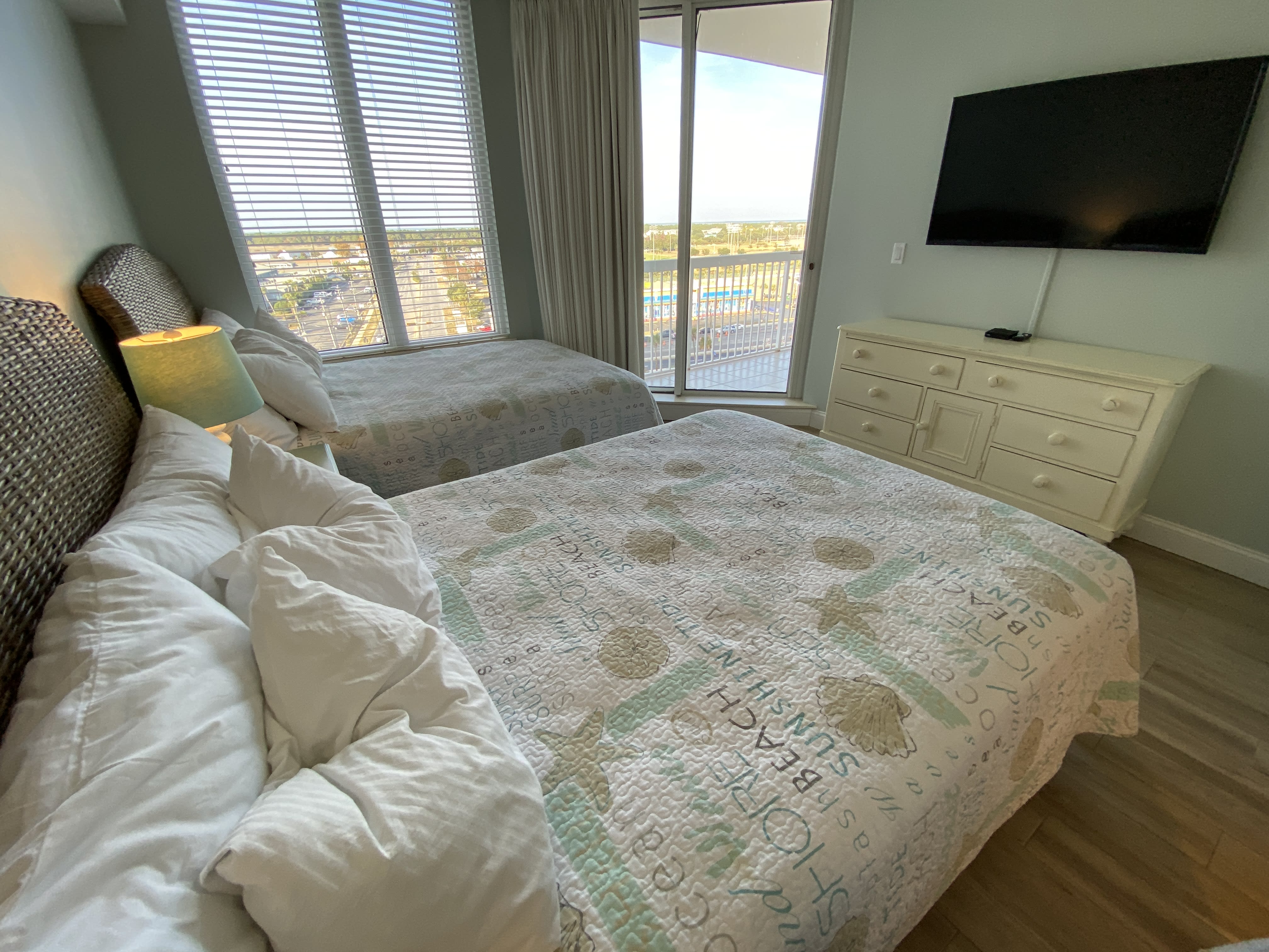 Bedroom 3-  Balcony with city views and 50 inch HD Tv.