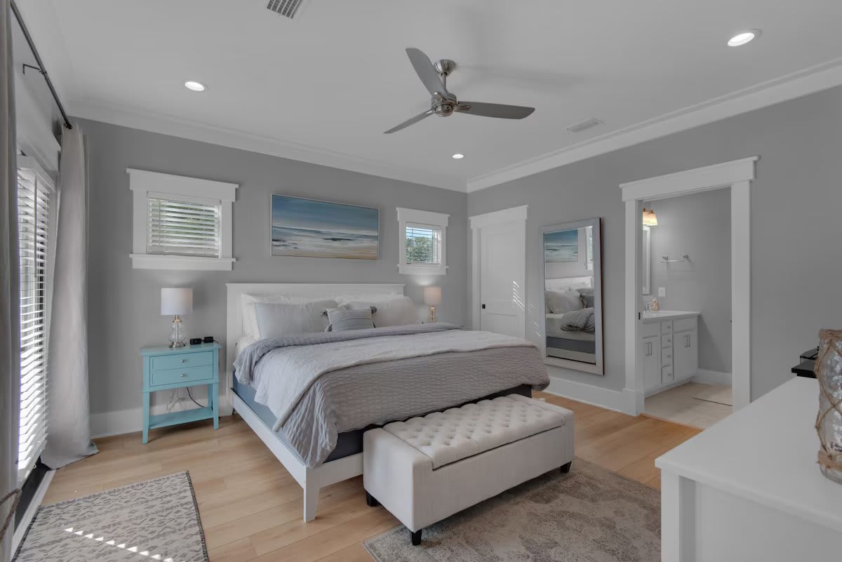 Main floor suite with relaxing decor &amp; spacious king bed with premium mattress.