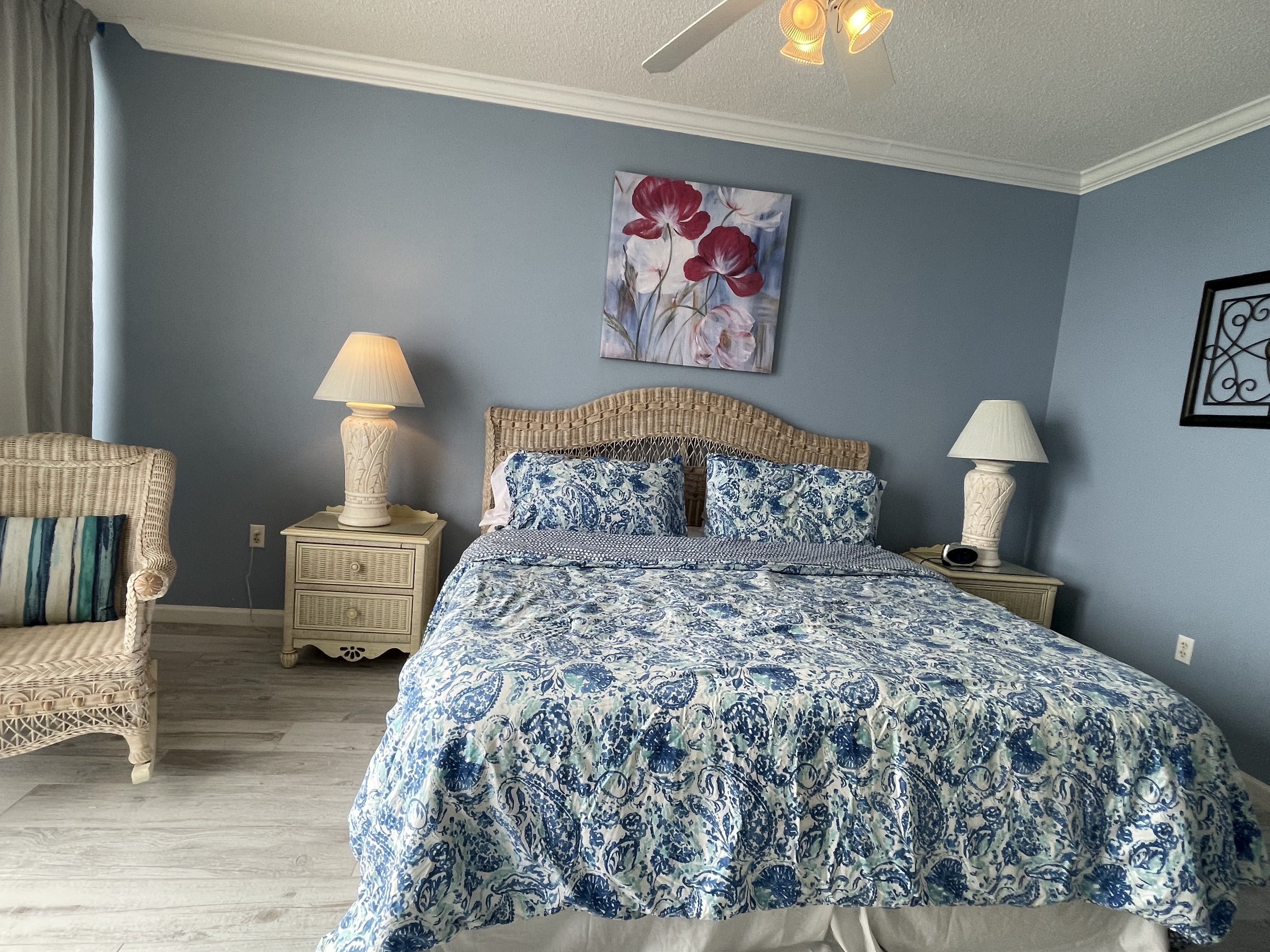 Large master bedroom with balcony.  Fall asleep to the sounds of the Gulf of Mexico.