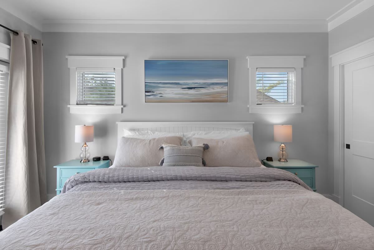 Modern decor with warm ambient lighting and a soft, relaxing color scheme.