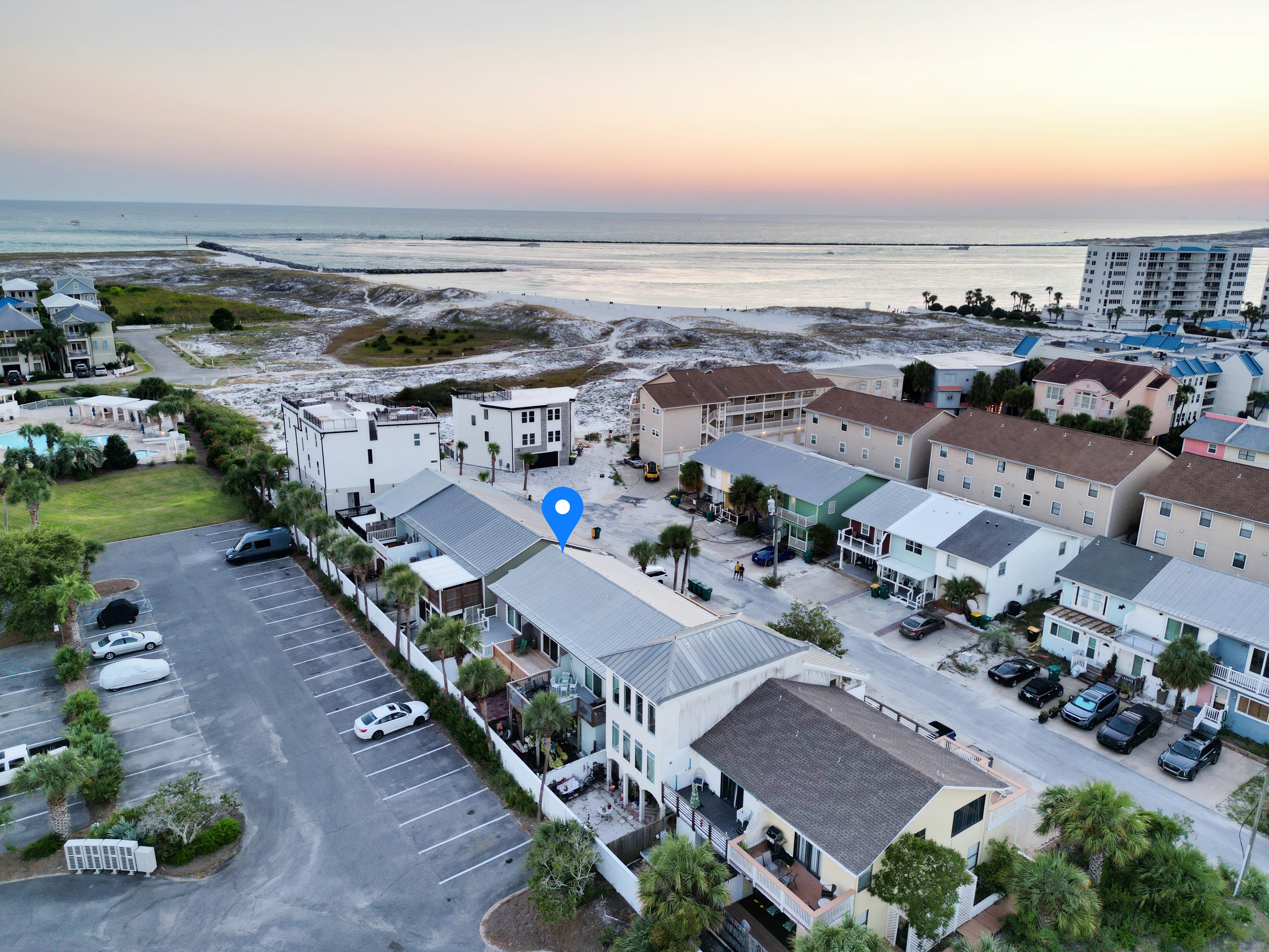 Overhead view with pin