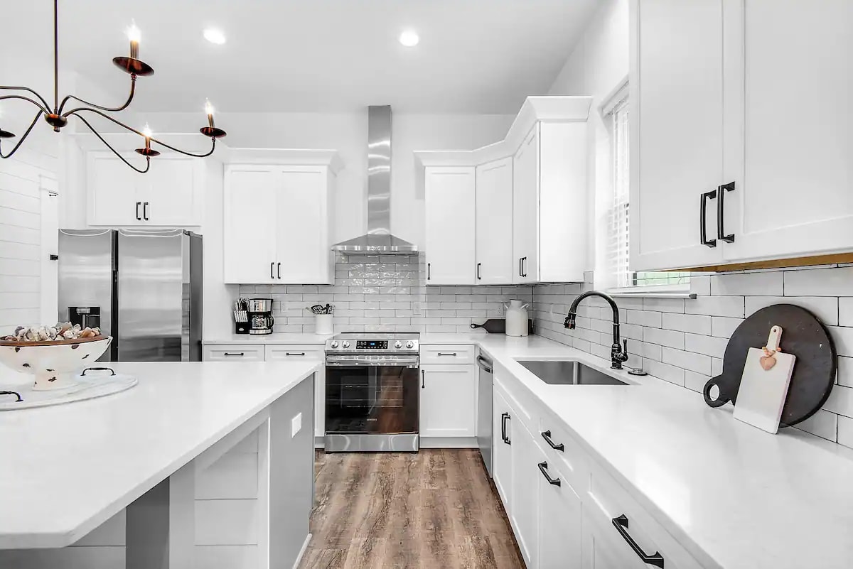 Latitude-9 features a beautiful quartz island seating for grab-and-go meals as well as brand new stainless appliances.