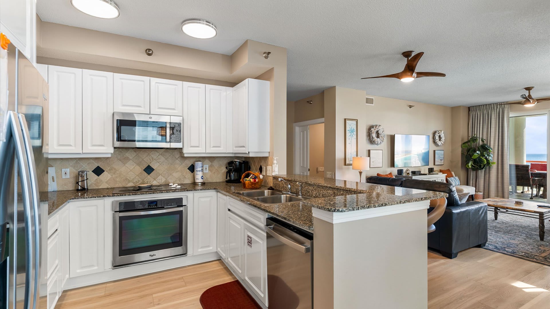 Well stocked kitchen with new stainless applicances.  