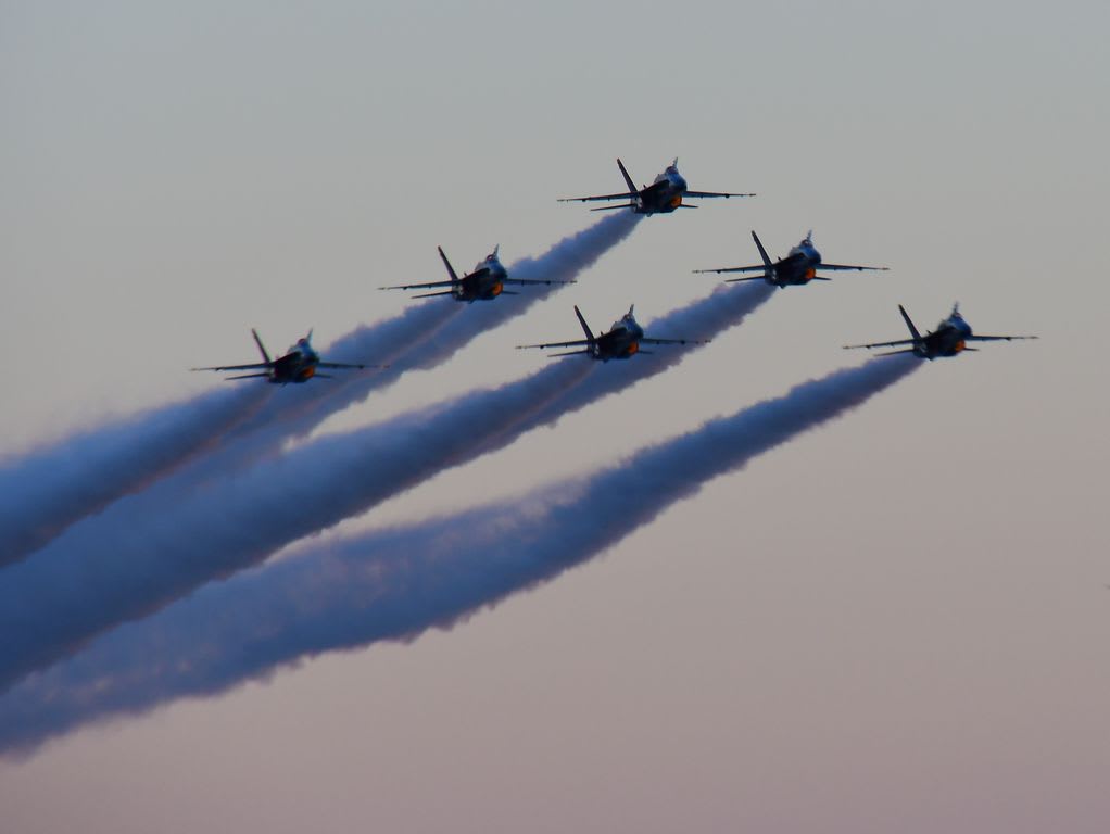 Photo shot from the beach. The Blue Angels fly over the beach all the time.