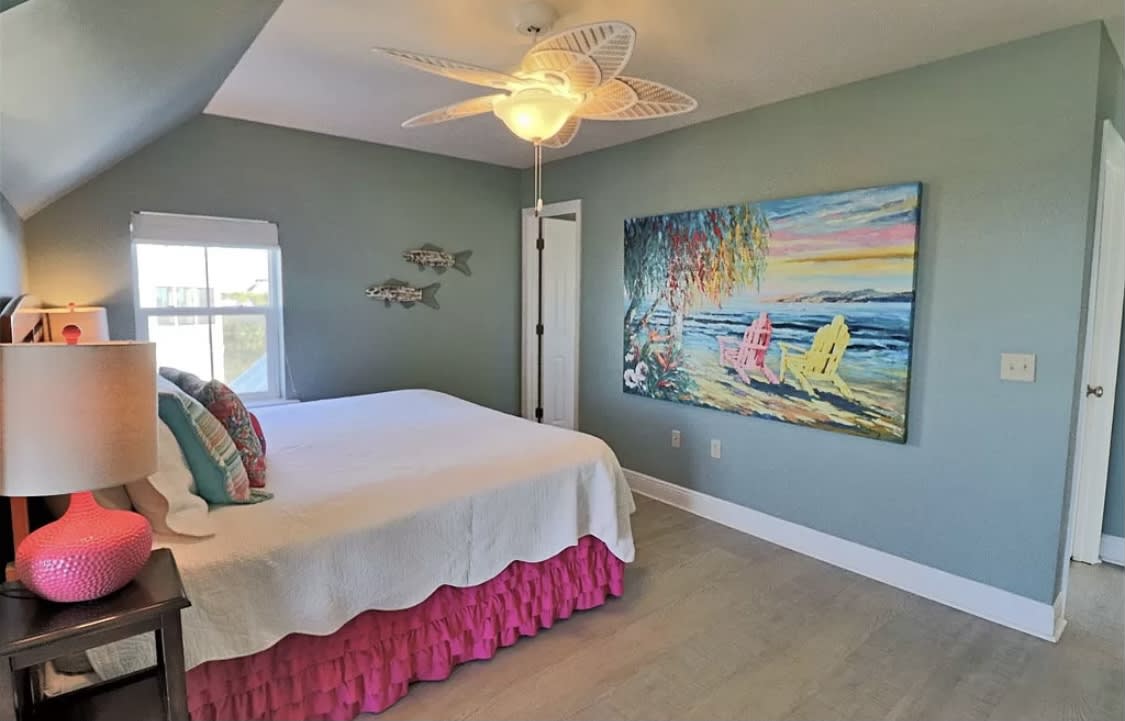 upstairs king master 2 with covered ocean view balcony and ensuite bath