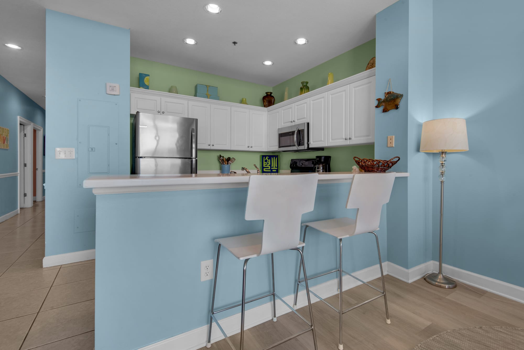 Fully stocked kitchen w/bar seating. Appliances have been updated to stainless.