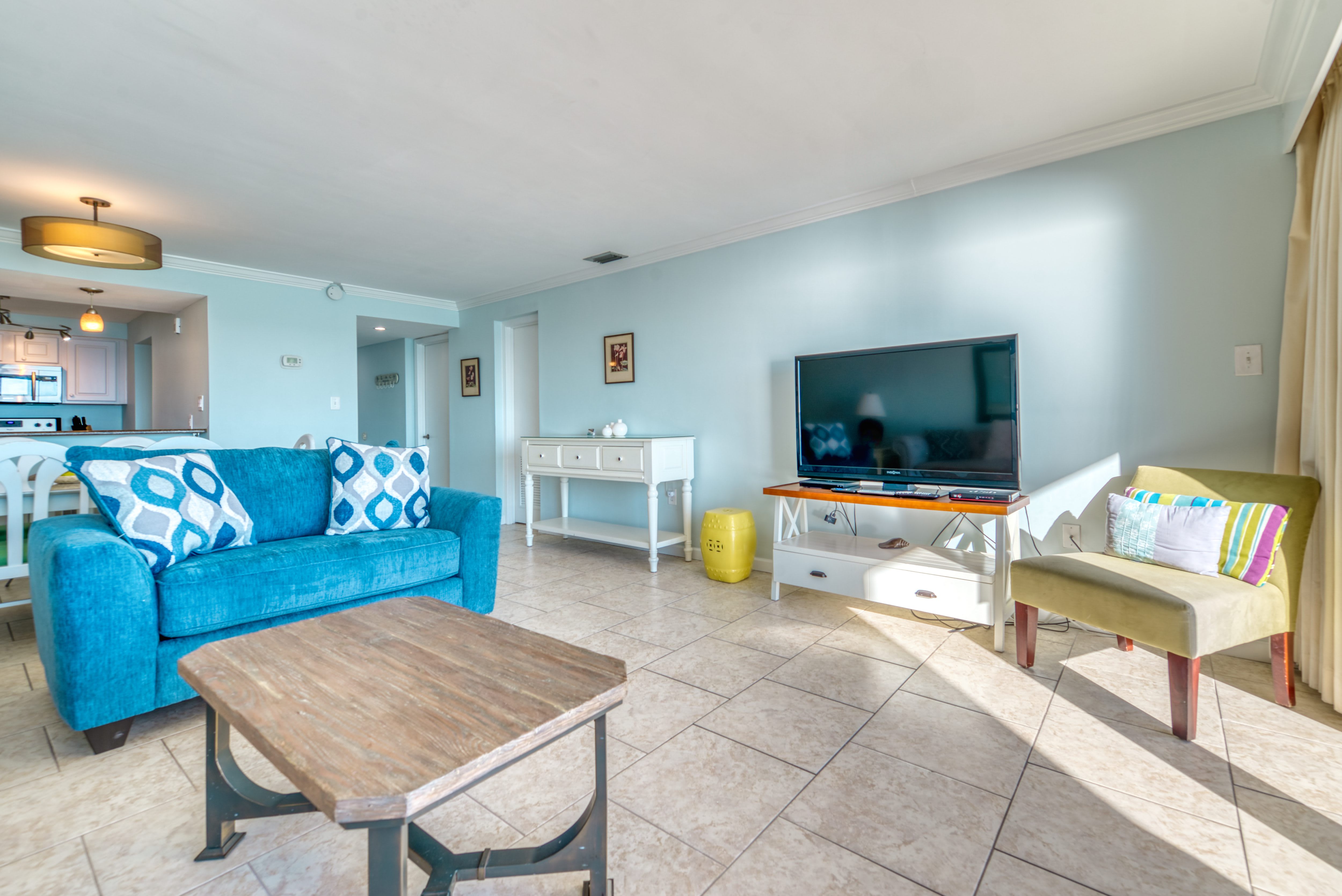 Comfortable and stylish space to relax after a day in the sun.