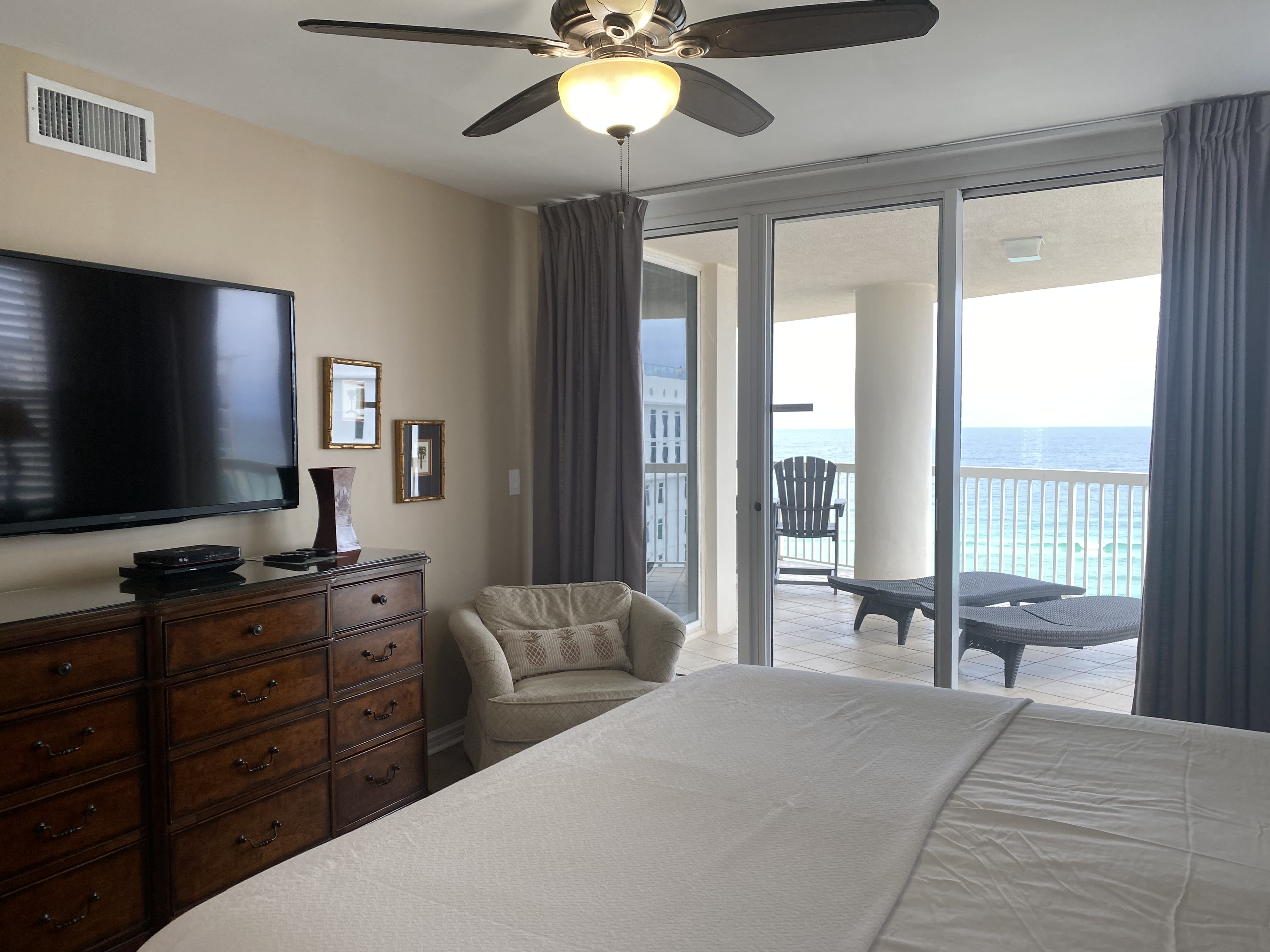 Master Bedroom with Balcony access and Views of the Gulf of Mexico