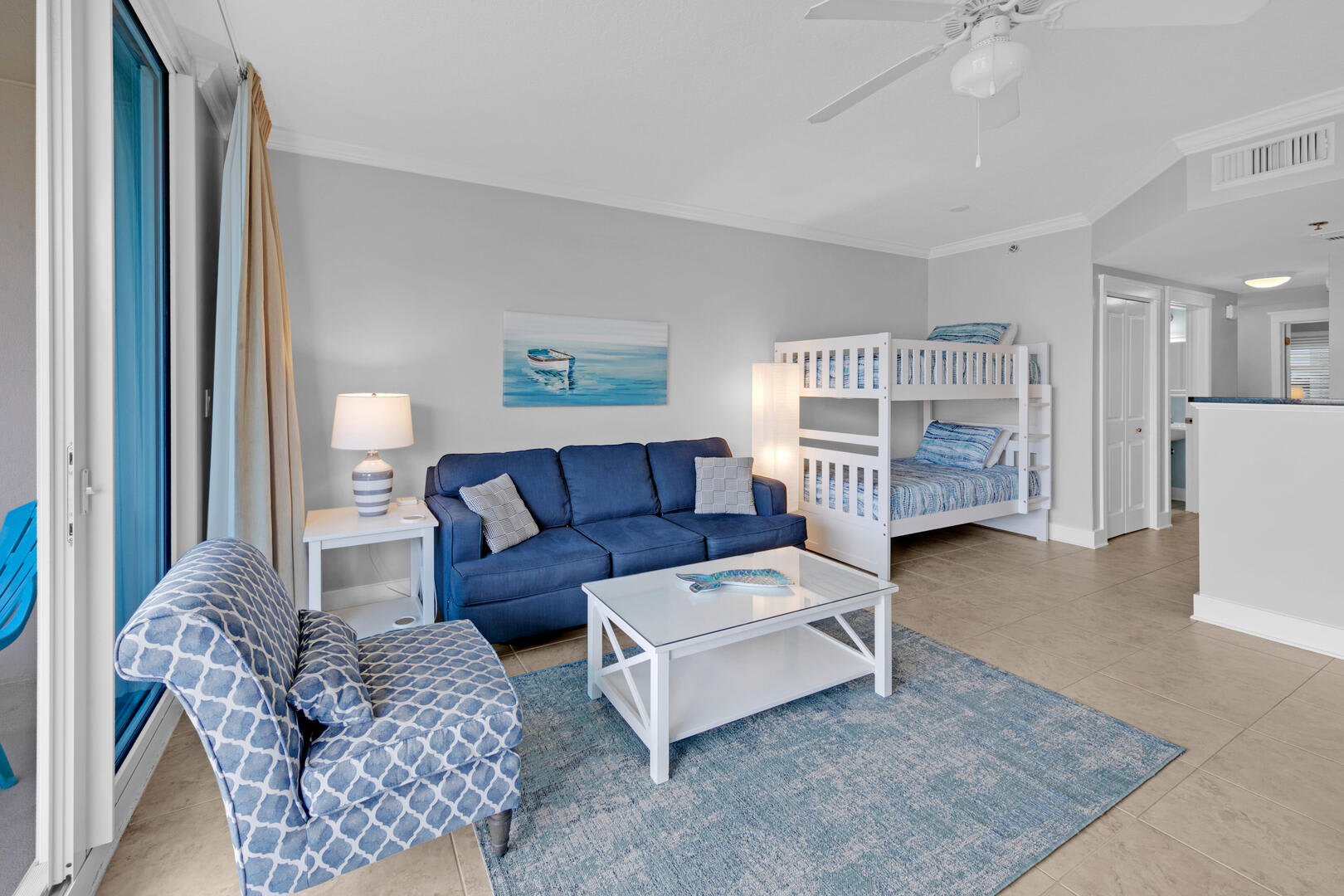 Spacious Living Room with Bunks