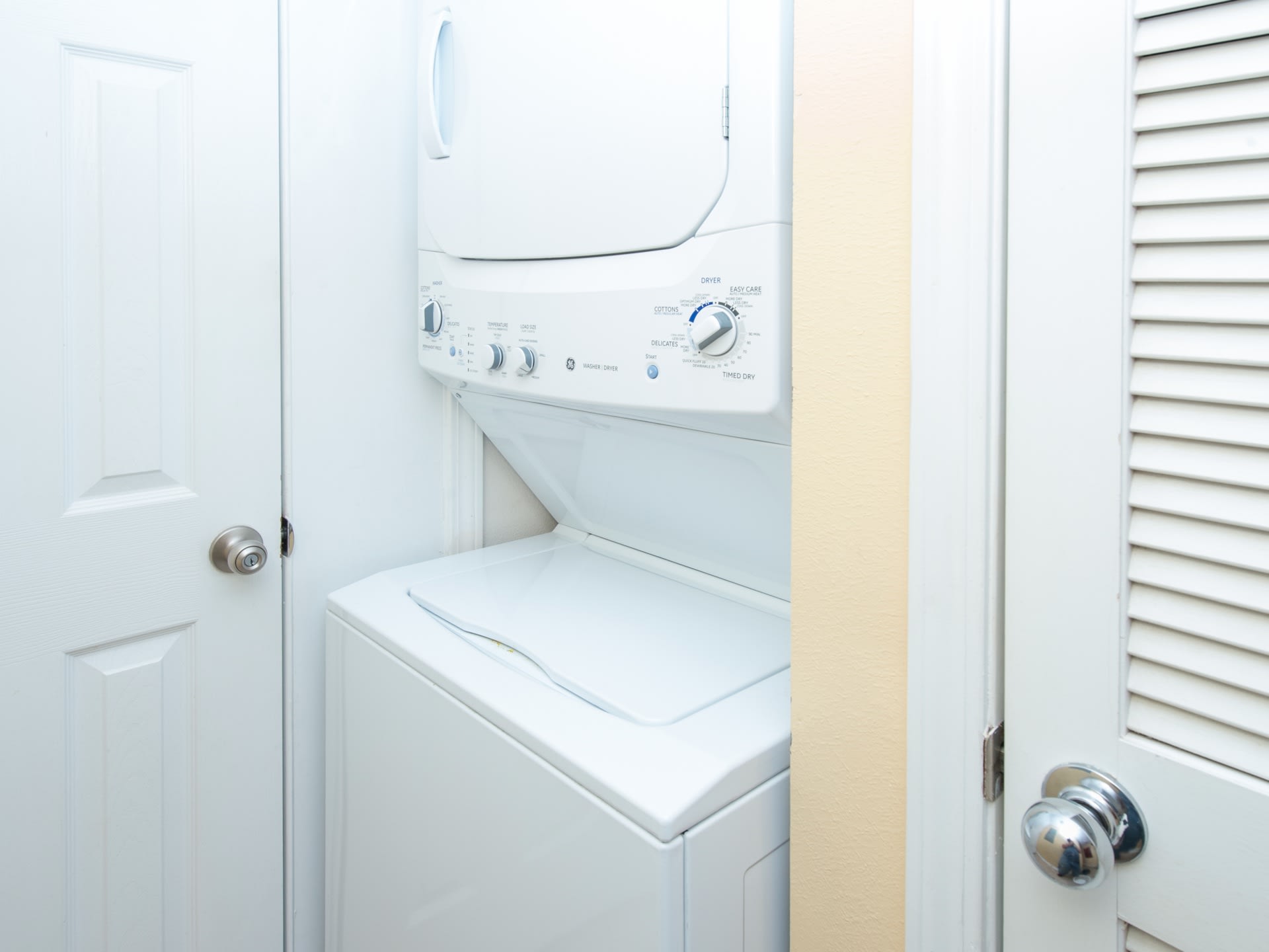 The stackable washer-dryer sets offers the convenience of in-home cleaning