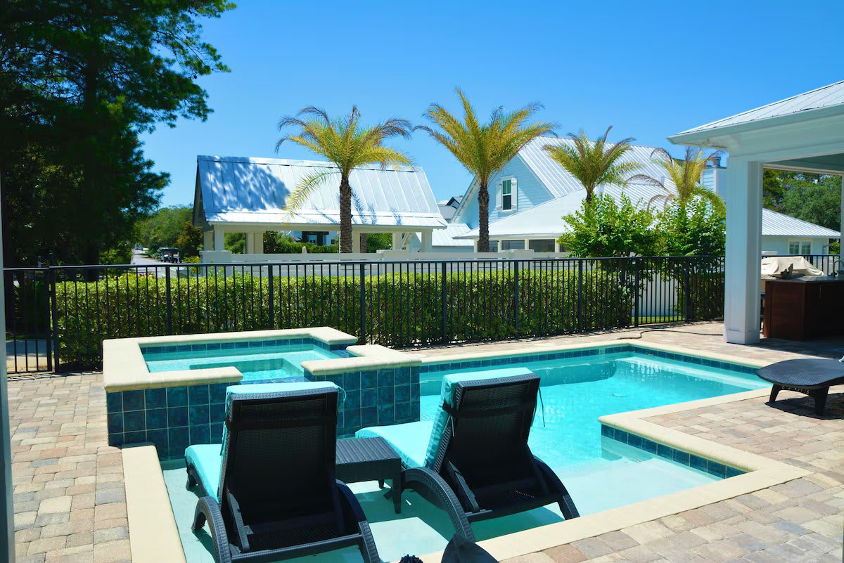 Very large pool area to include seating for twenty