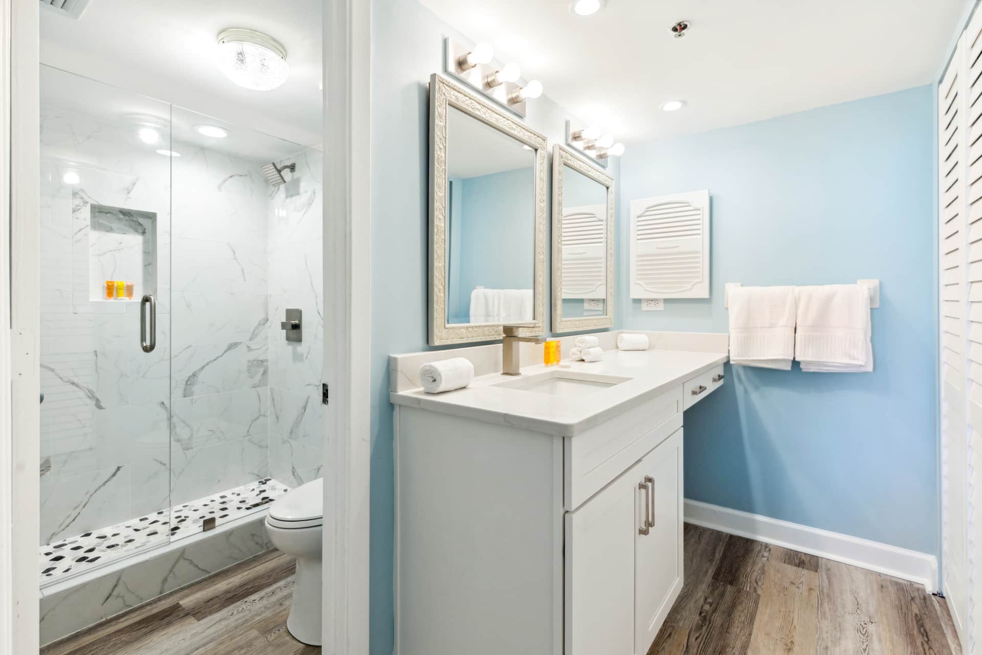 Updated master bath with walk-in shower