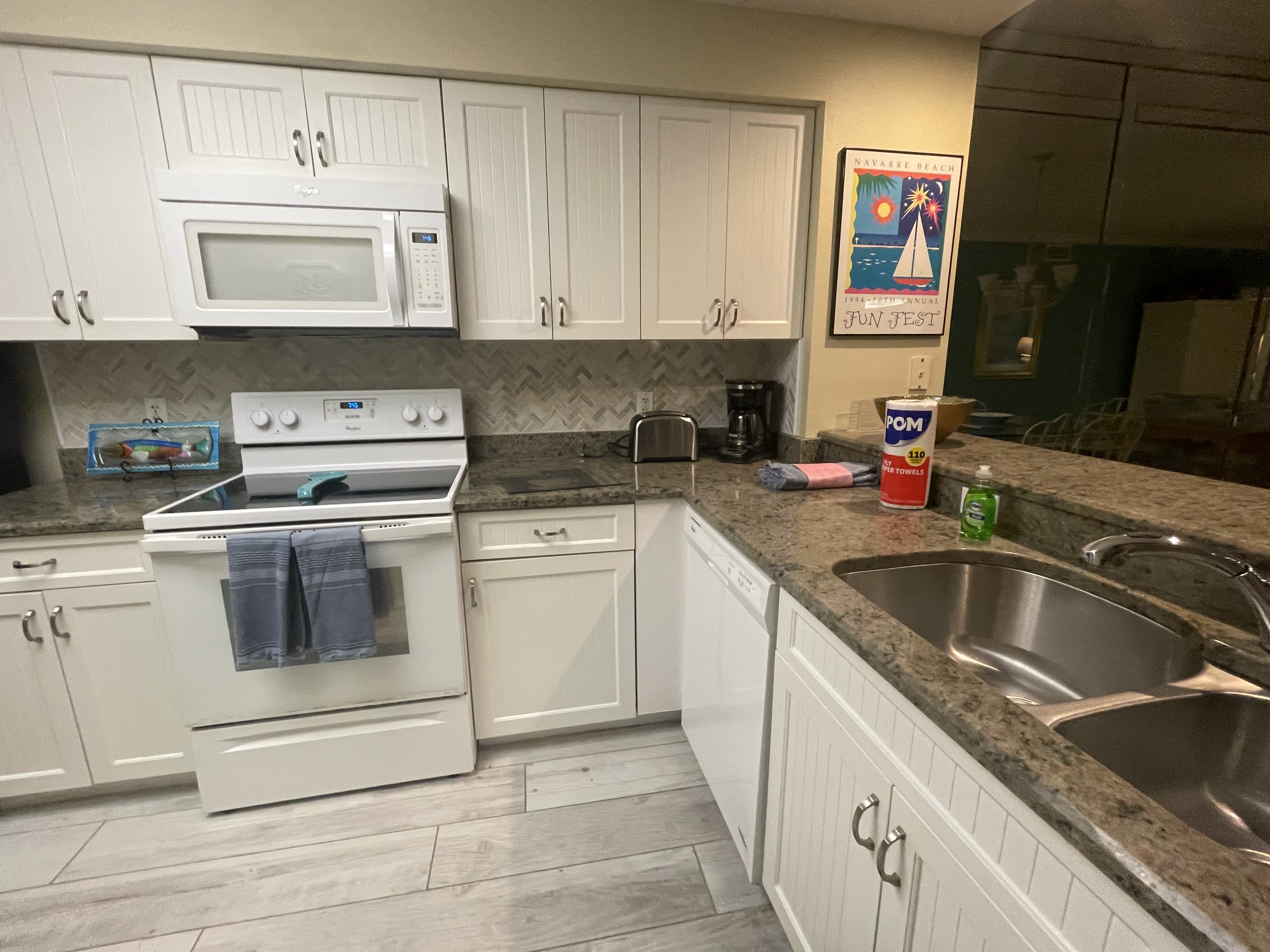 Fully stocked kitchen.