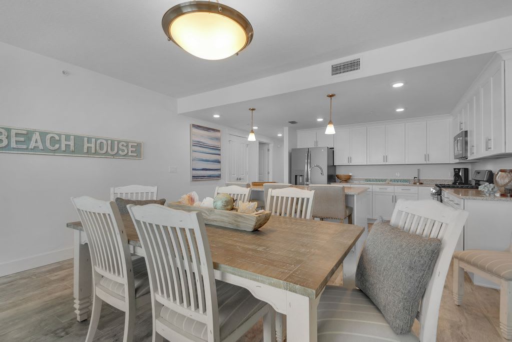 View of dining and kitchen area