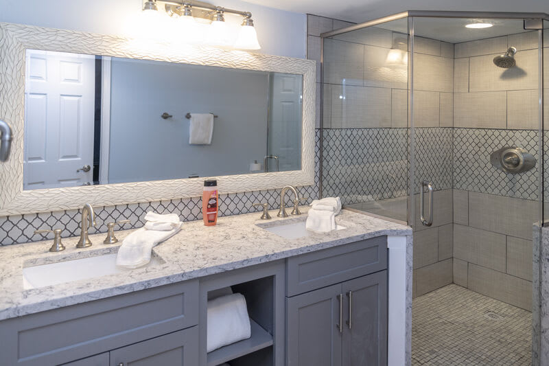 Double vanity and newly remodeled master bathroom