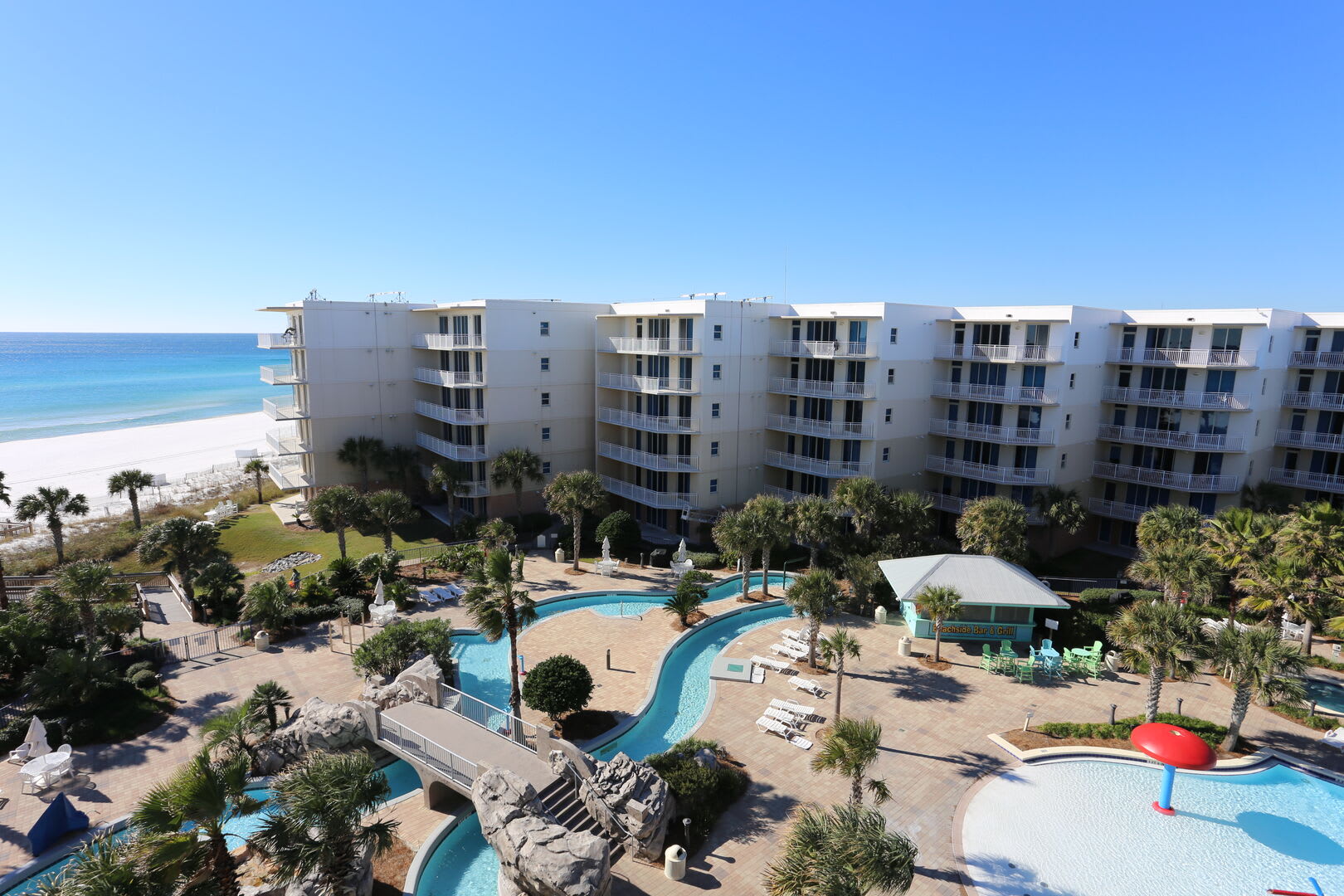 Your view from the balcony also looks out over the interior of the resort and pools / lazy river.