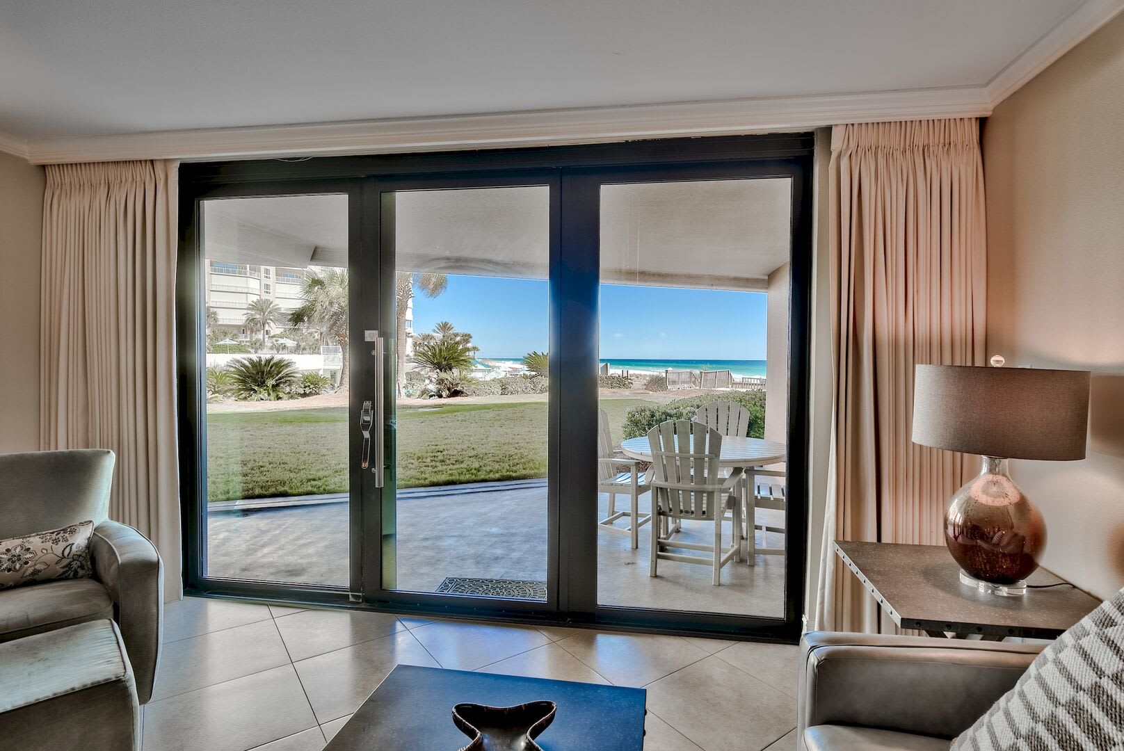 Living area leading out to the grass area