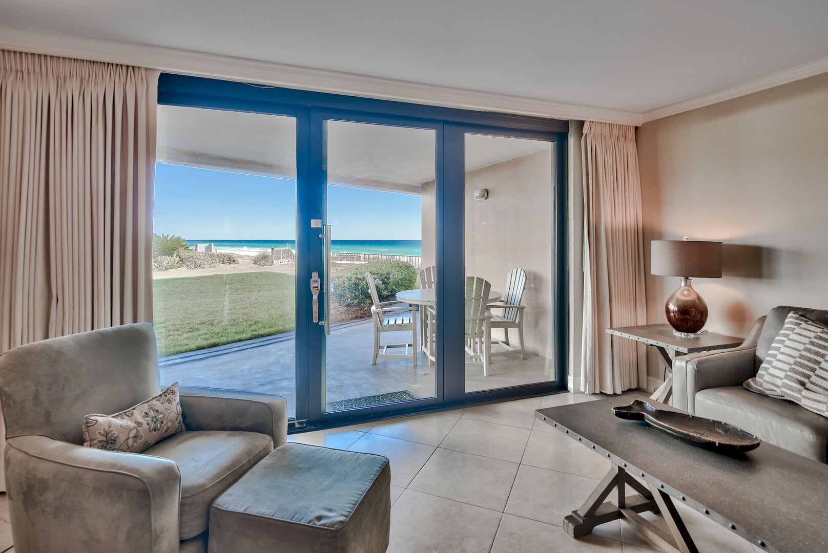 Living area leading out to the grass area